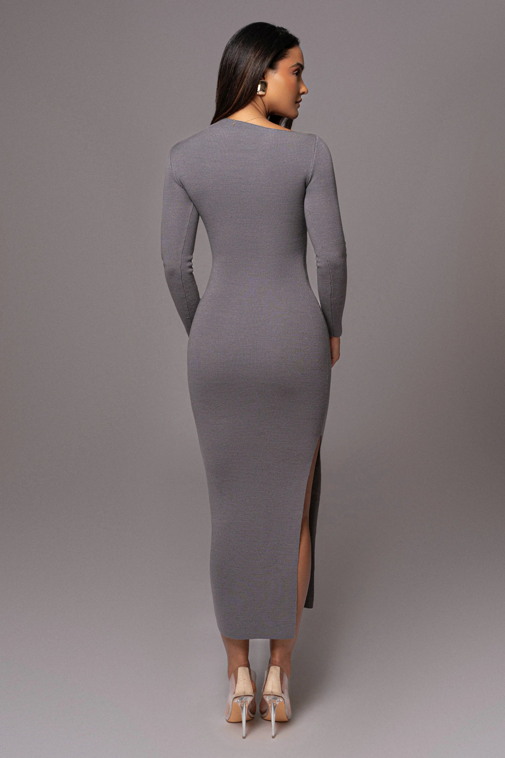 Grey Meant To Be Knit Maxi Dress JLUXLABEL
