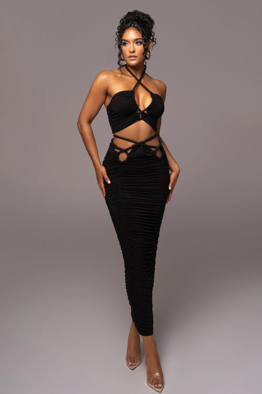 Black Go The Distance Skirt Set JLUXLABEL