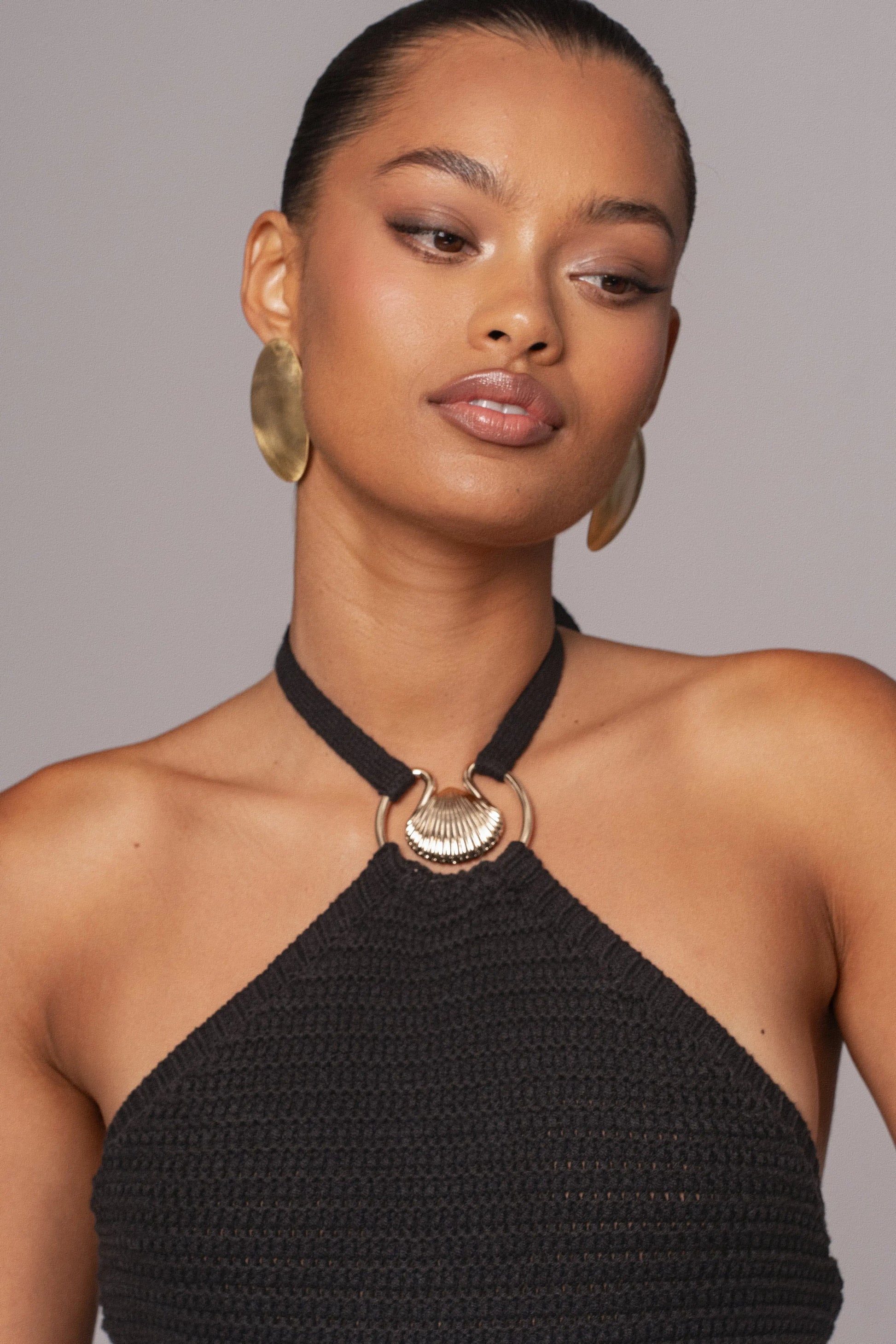 Black Overseas Halter Maxi Dress JLUXLABEL