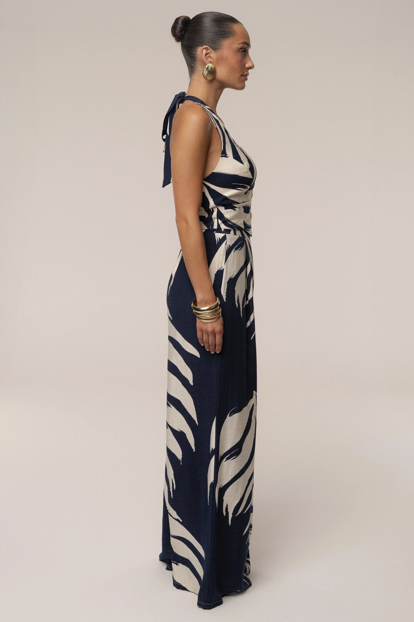 Navy Palm Print Tropical Daze Pant Set JLUXLABEL