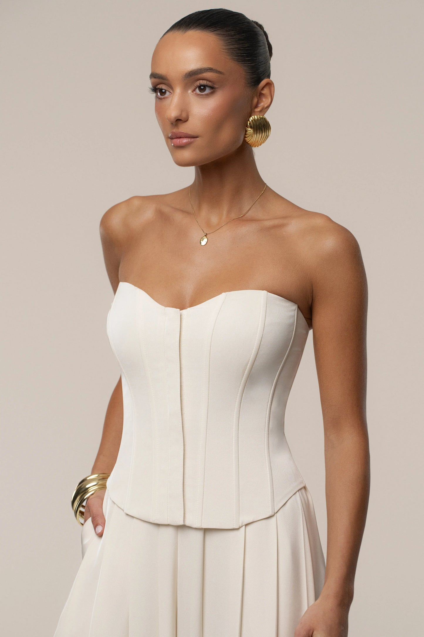 Buttercream Viv Satin Bustier Top JLUXLABEL