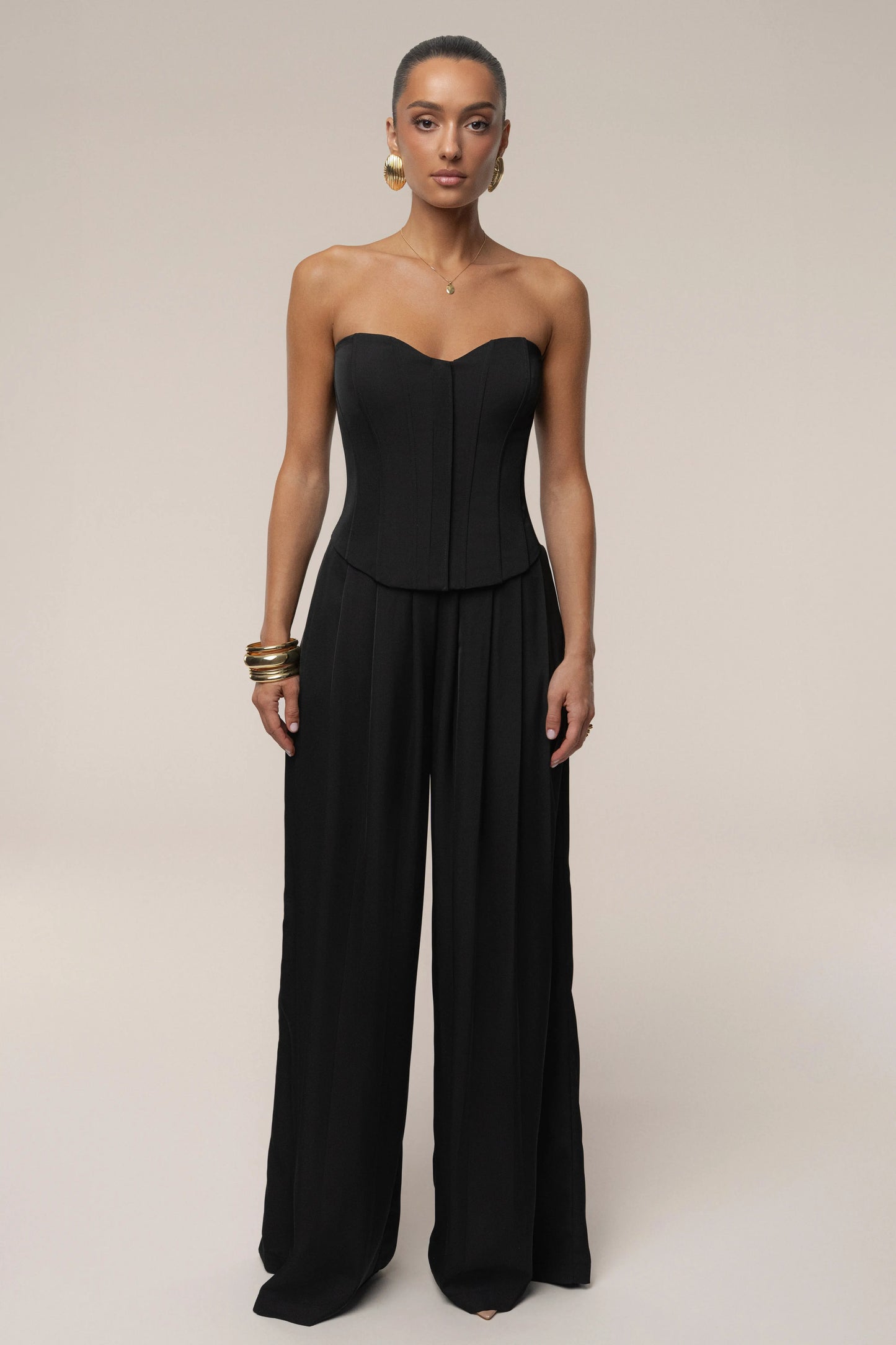 Black Viv Satin Bustier Top JLUXLABEL