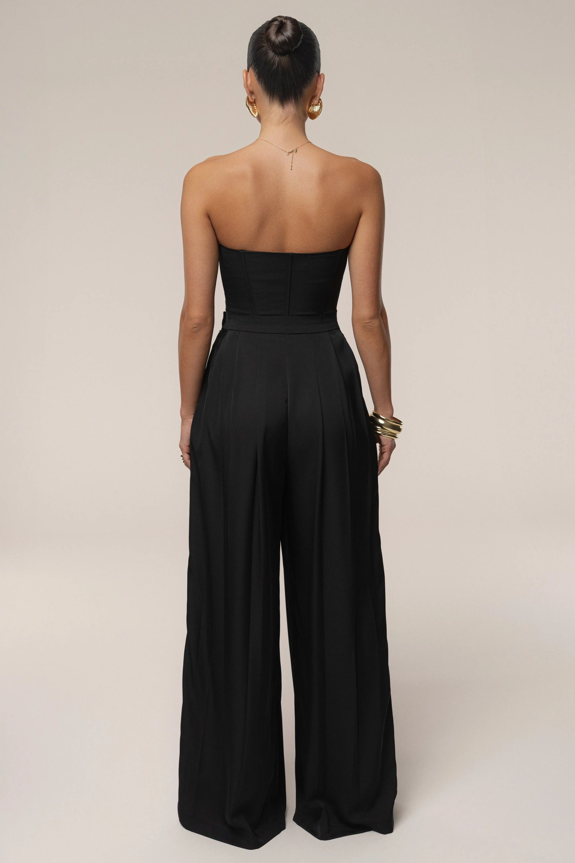 Black Viv Satin Bustier Top JLUXLABEL