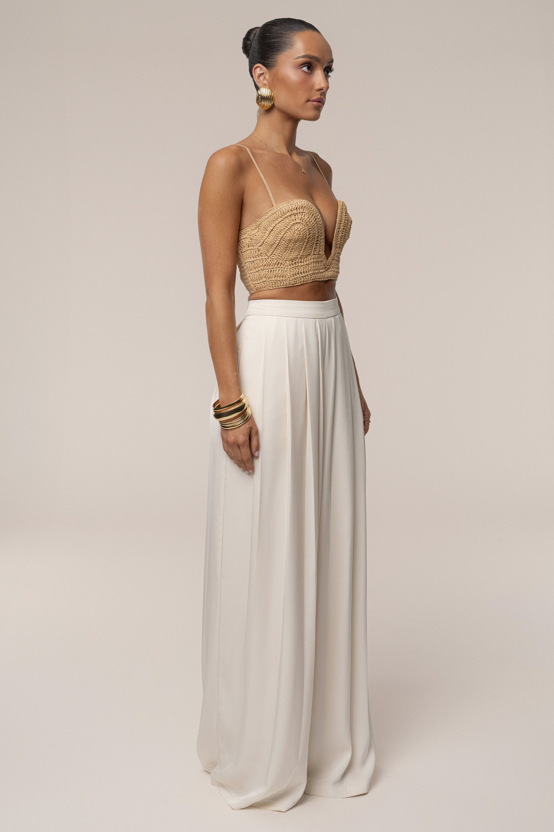 PRE-ORDER Beige Sail Away Texture Bustier JLUXLABEL