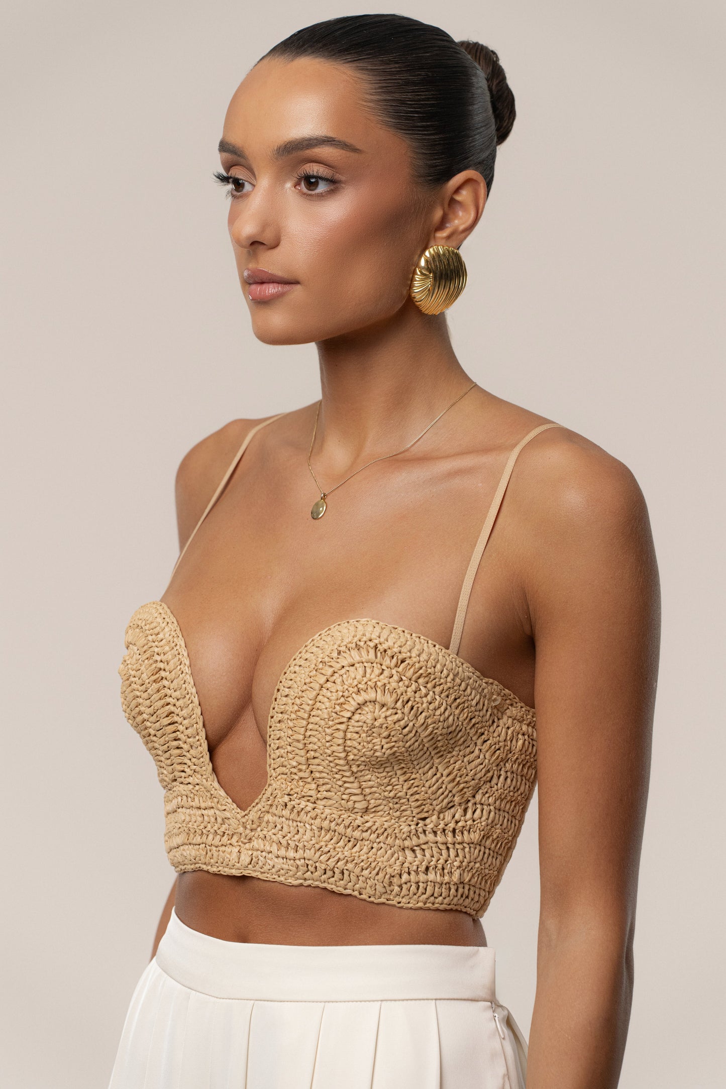 PRE-ORDER Beige Sail Away Texture Bustier JLUXLABEL