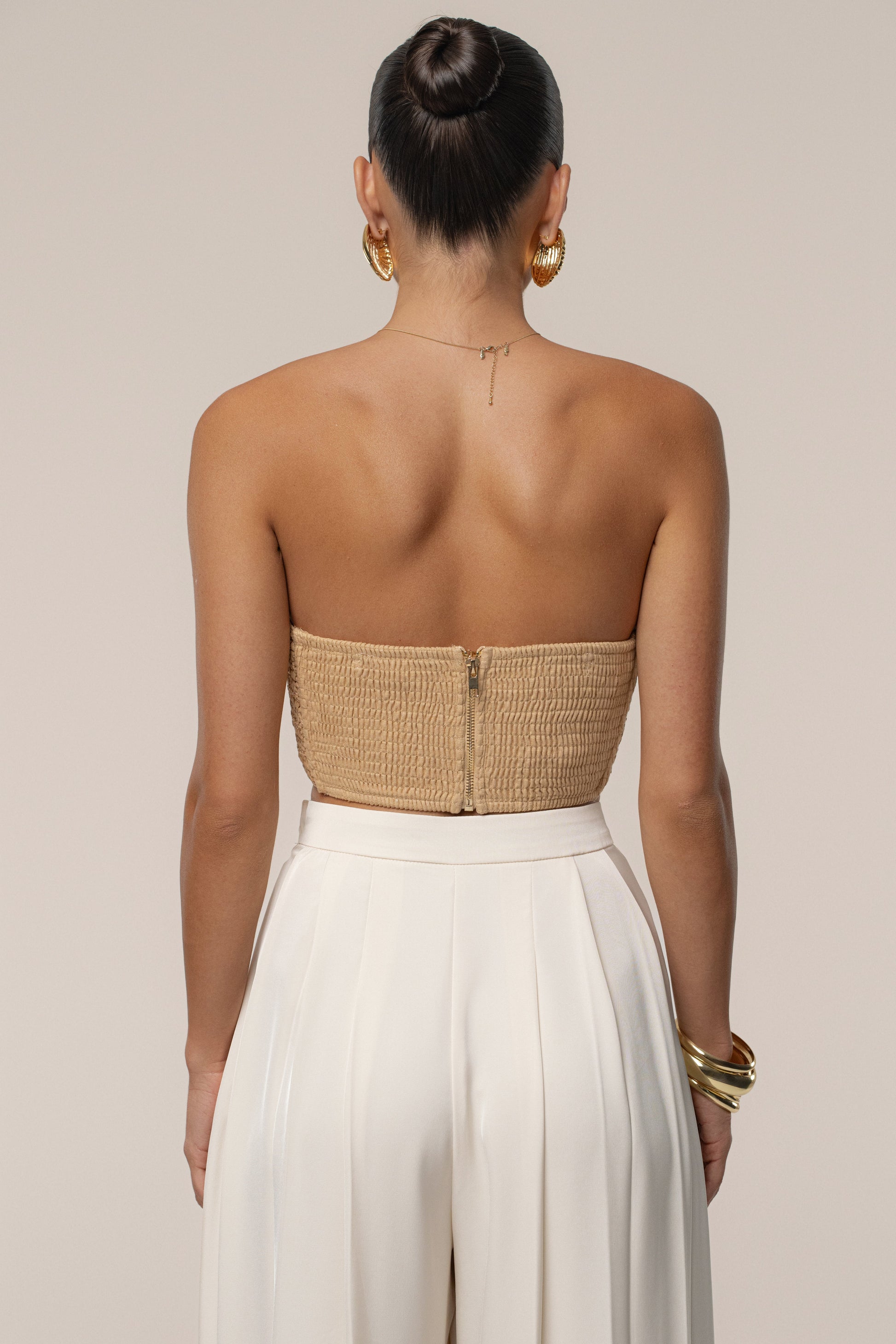 PRE-ORDER Beige Sail Away Texture Bustier JLUXLABEL