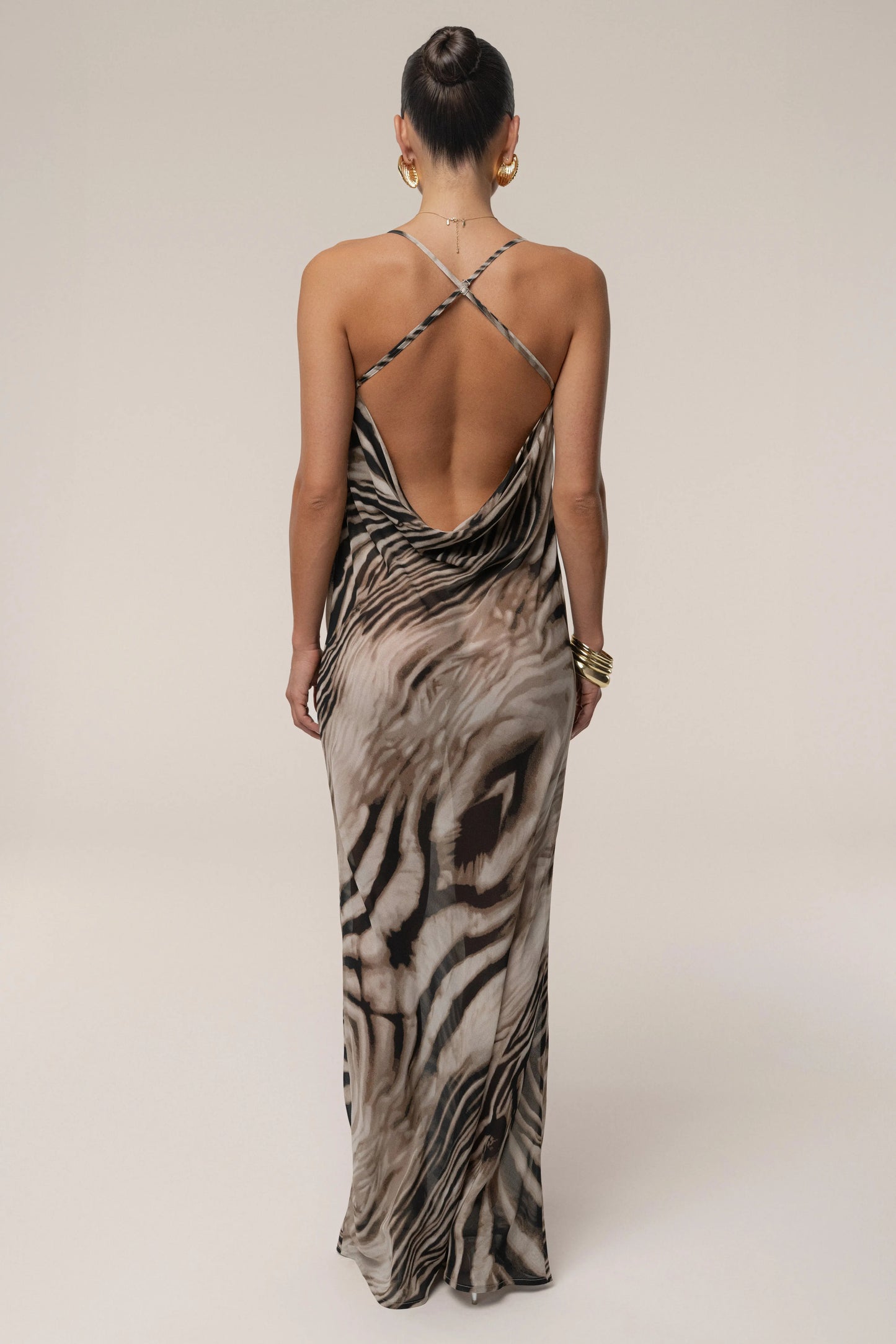 Brown Zebra Print Infinite Journey Maxi Dress JLUXLABEL