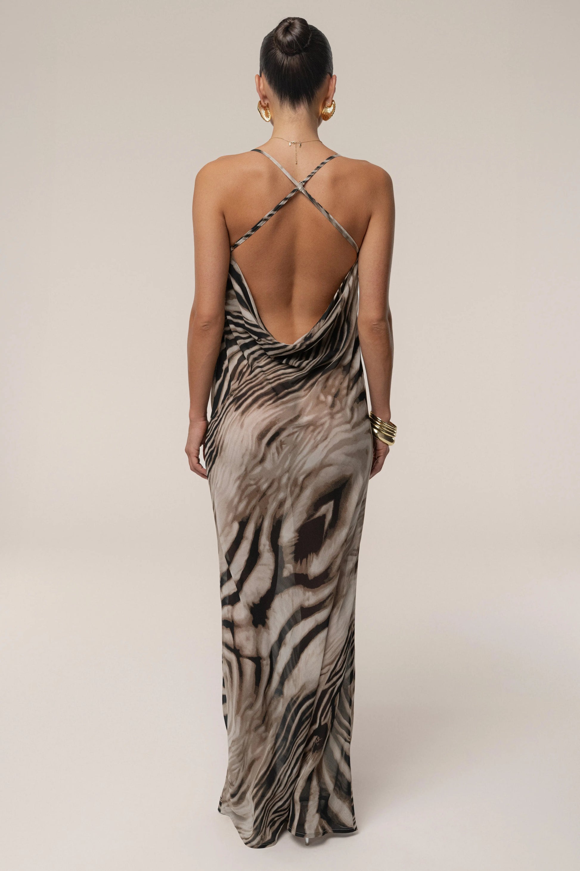 Brown Zebra Print Infinite Journey Maxi Dress JLUXLABEL