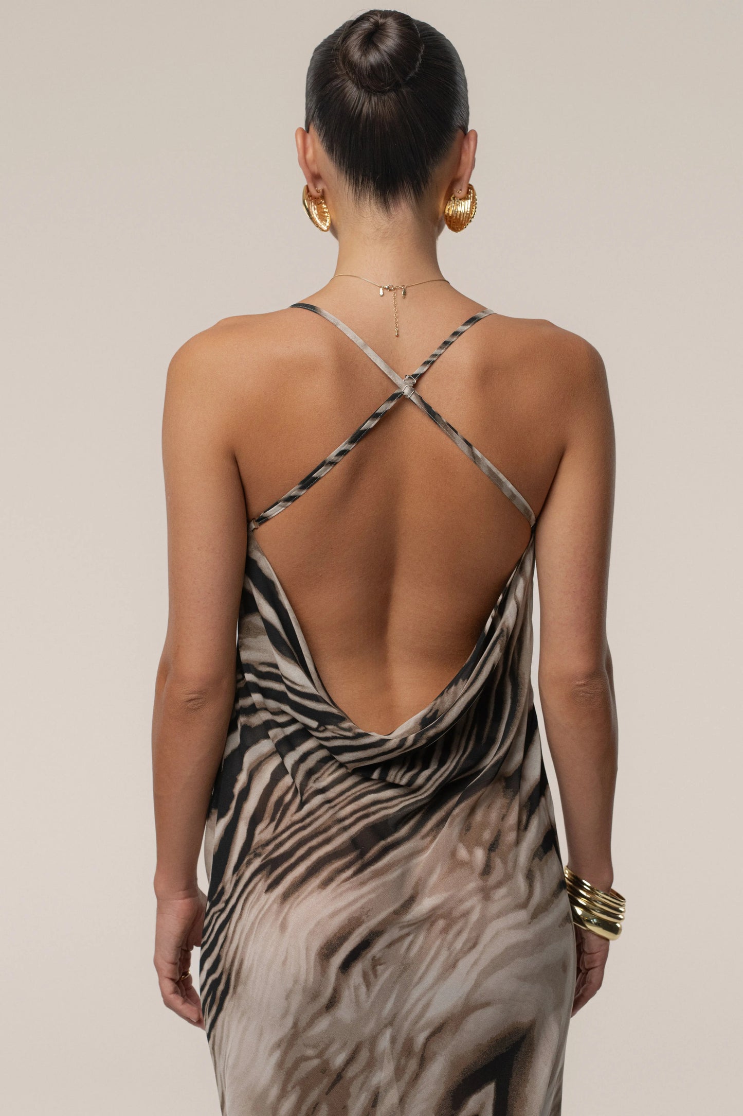 Brown Zebra Print Infinite Journey Maxi Dress JLUXLABEL