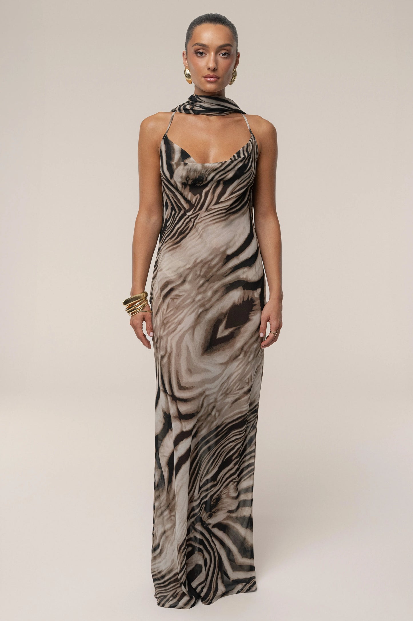 Brown Zebra Print Infinite Journey Maxi Dress JLUXLABEL