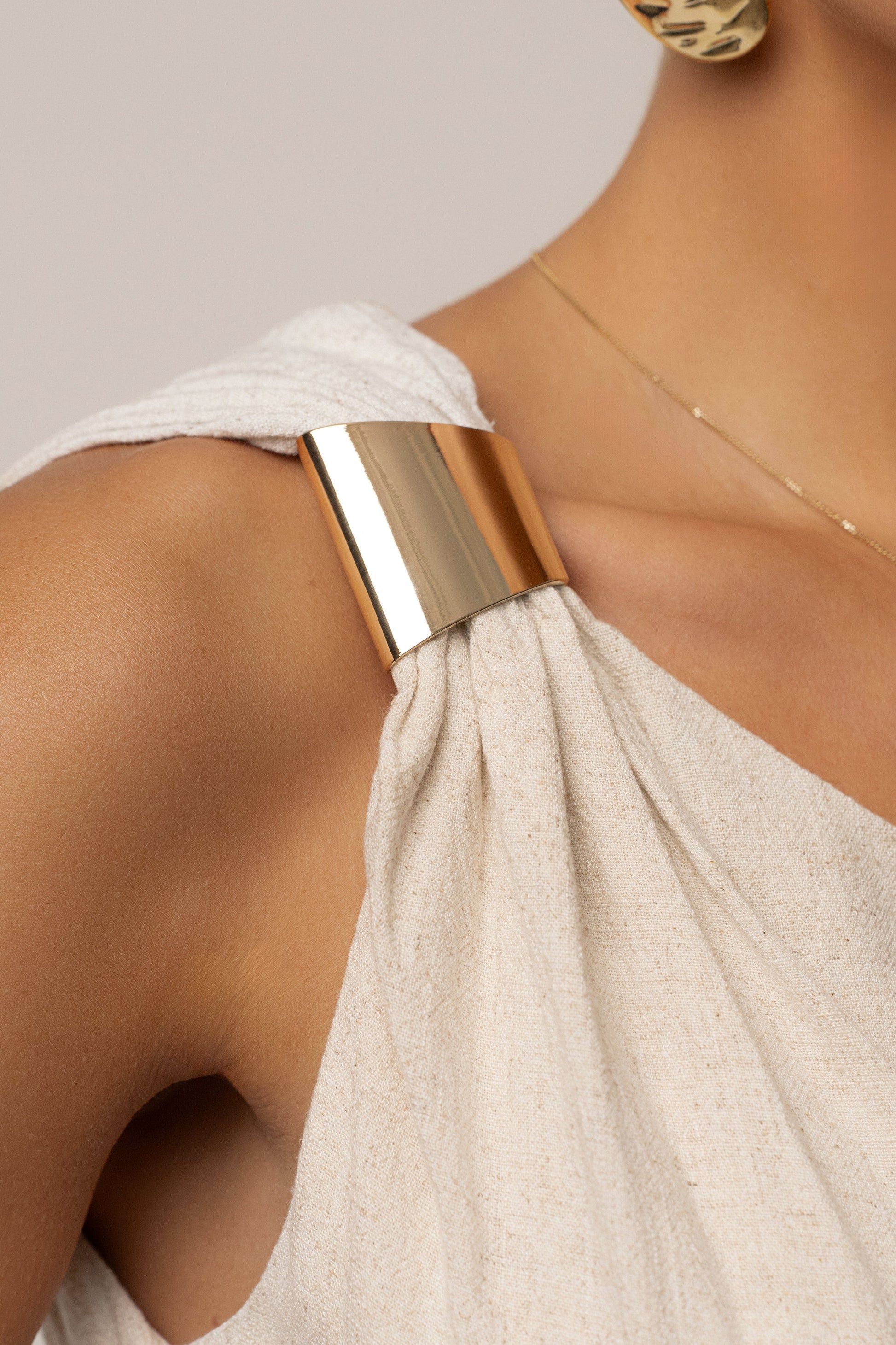 Beige Palmera One Shoulder Top JLUXLABEL