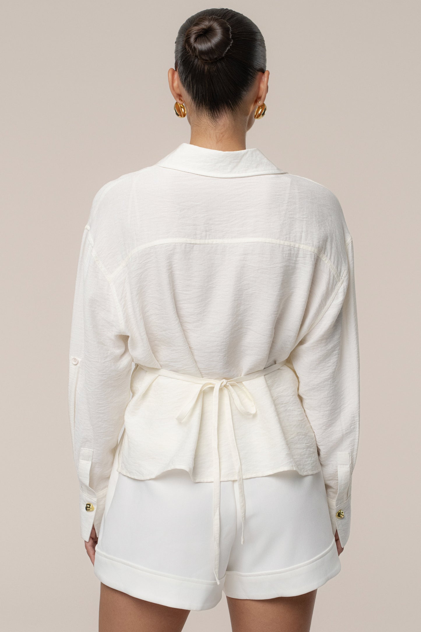 Ivory Drift Collared Cargo Top