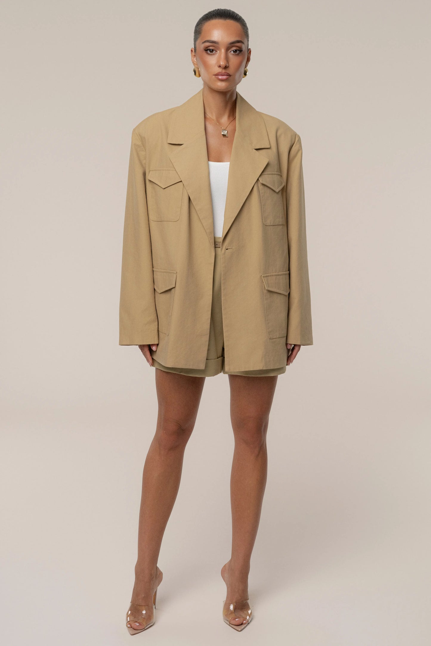 Tan Belted Cargo Shorts JLUXLABEL