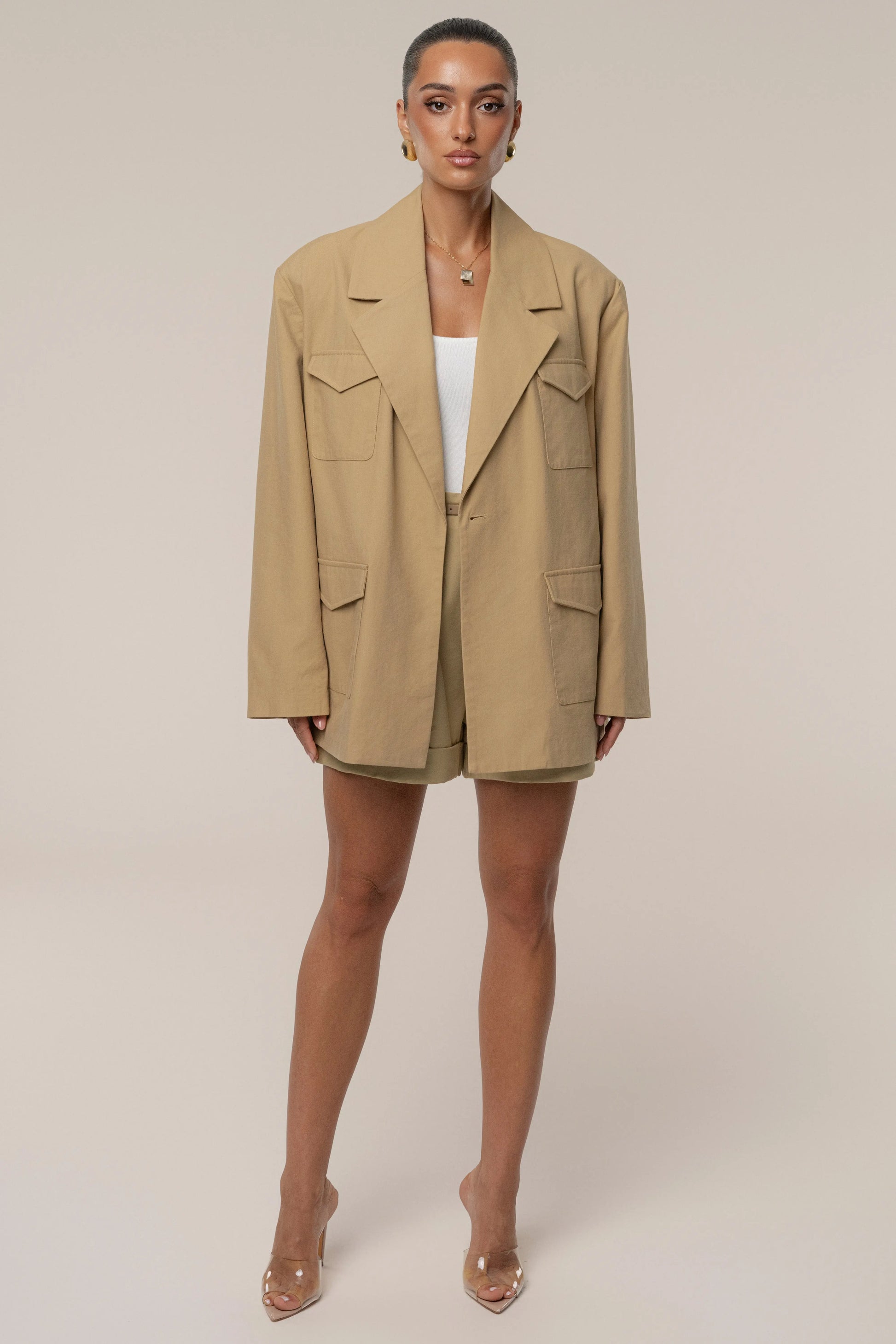 Tan Belted Cargo Shorts JLUXLABEL