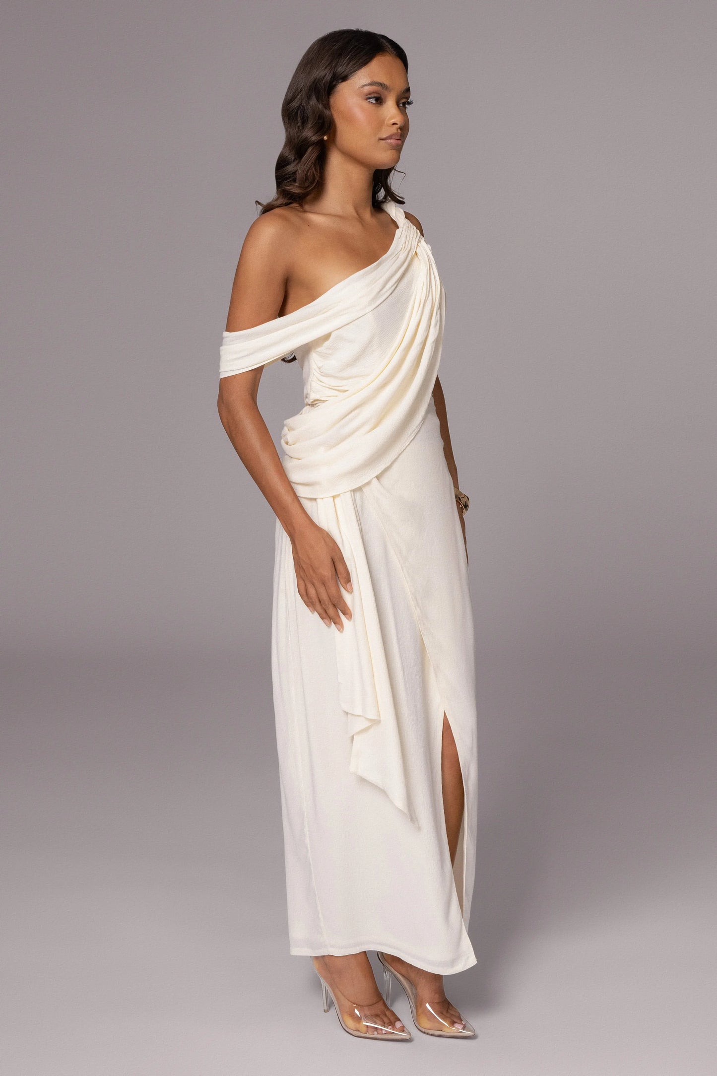 Ivory Diosa Drape Top JLUXLABEL