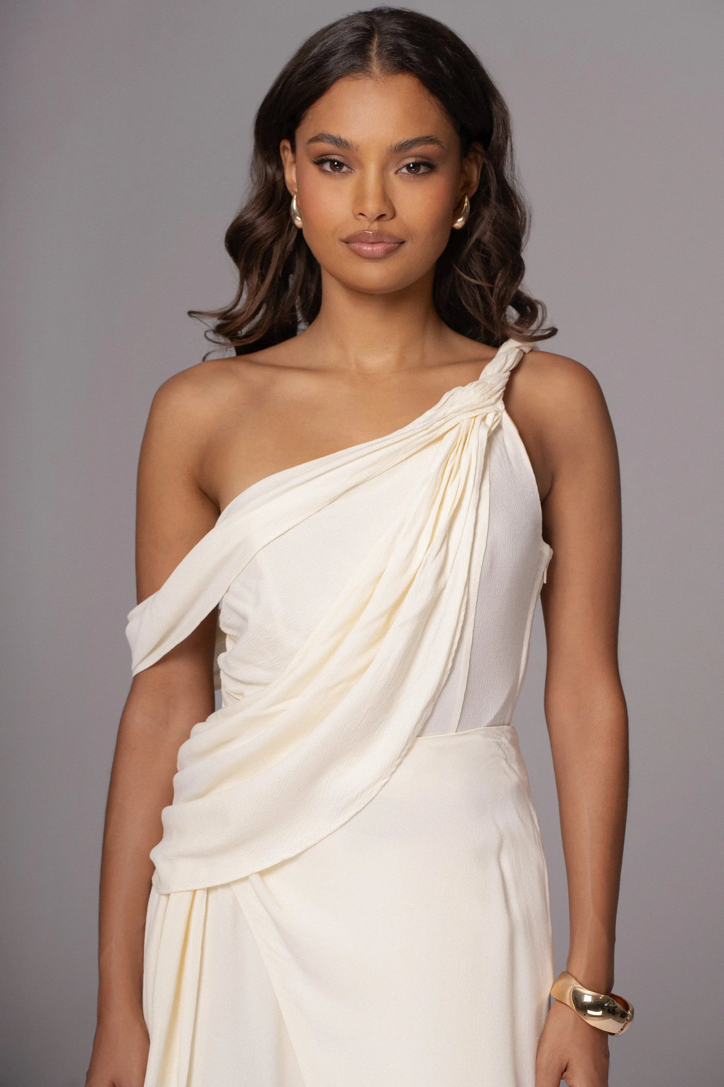 Ivory Diosa Drape Top JLUXLABEL