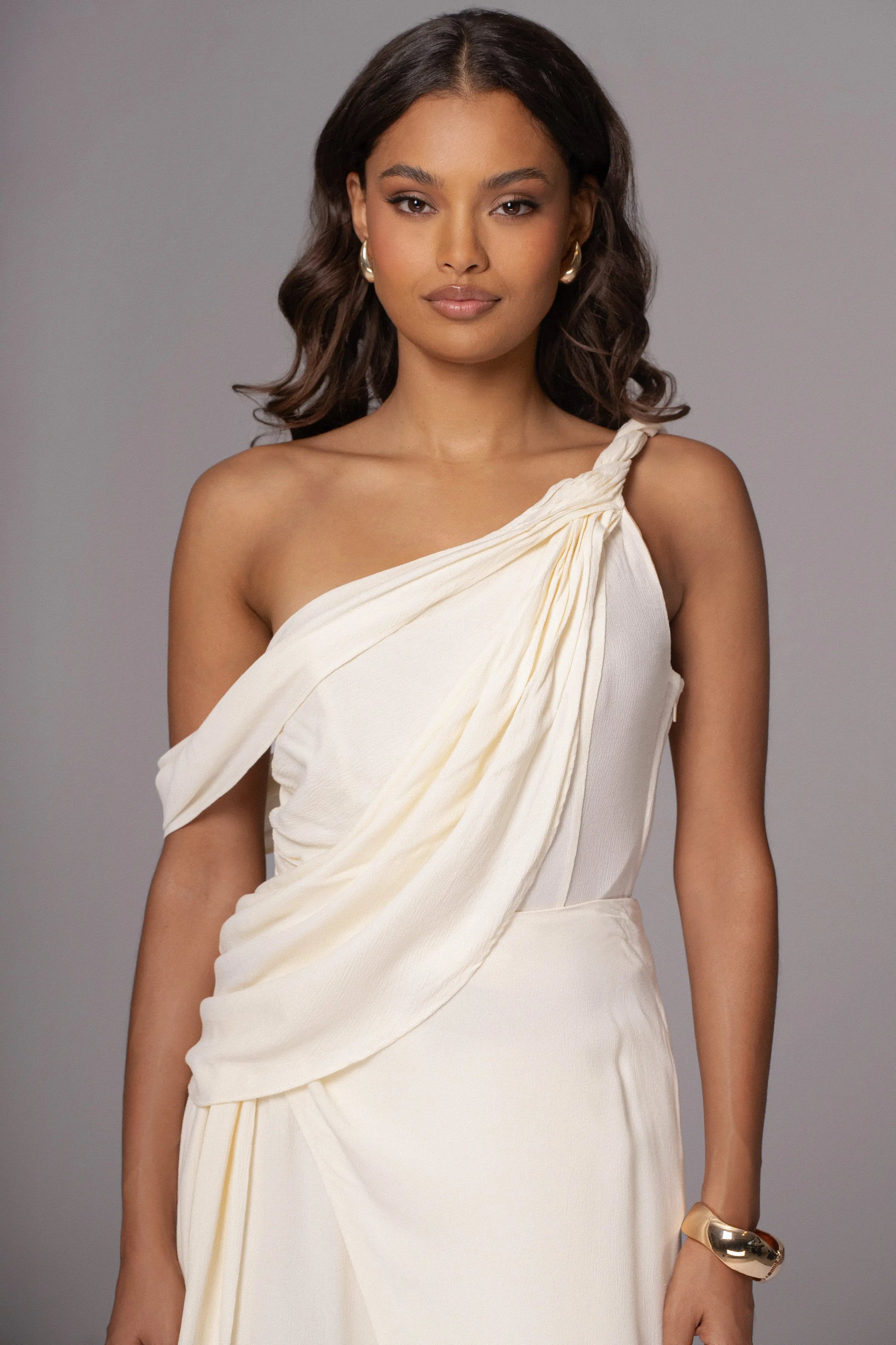 Ivory Diosa Drape Top JLUXLABEL