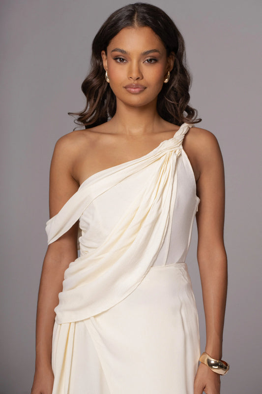 Ivory Diosa Drape Top JLUXLABEL