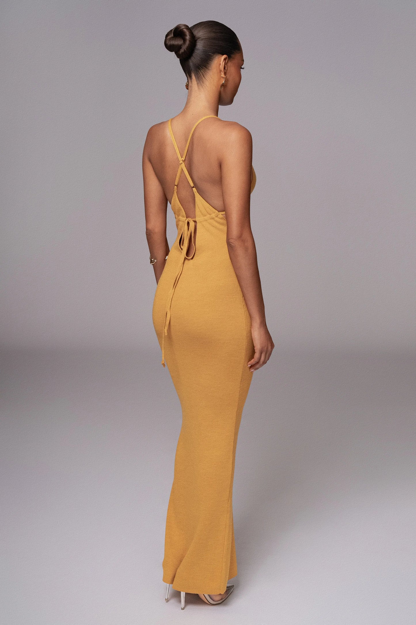 Yellow Sun Rays Knit Maxi Dress JLUXLABEL