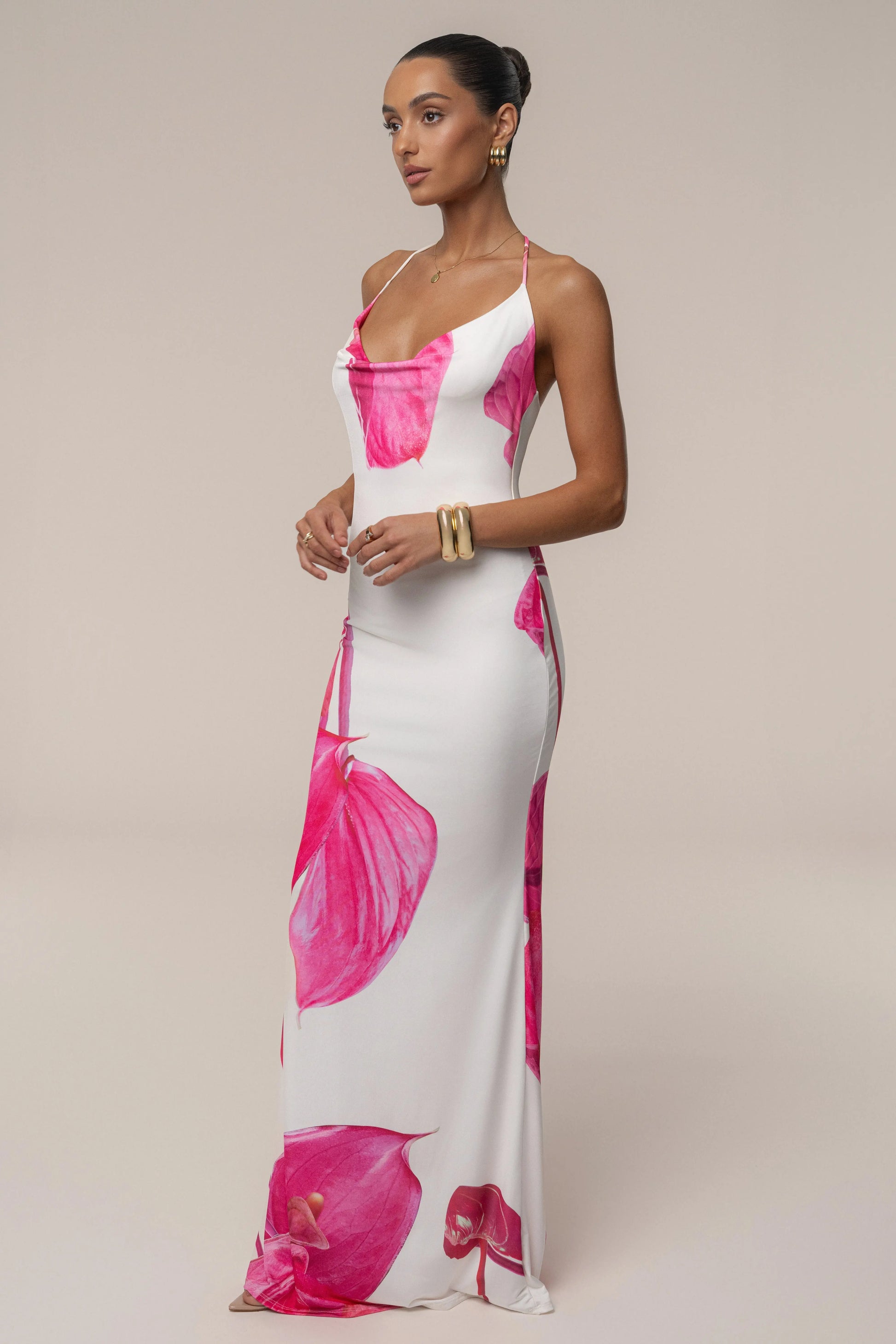 Ivory Midsummer Cowl Neck Dress JLUXLABEL