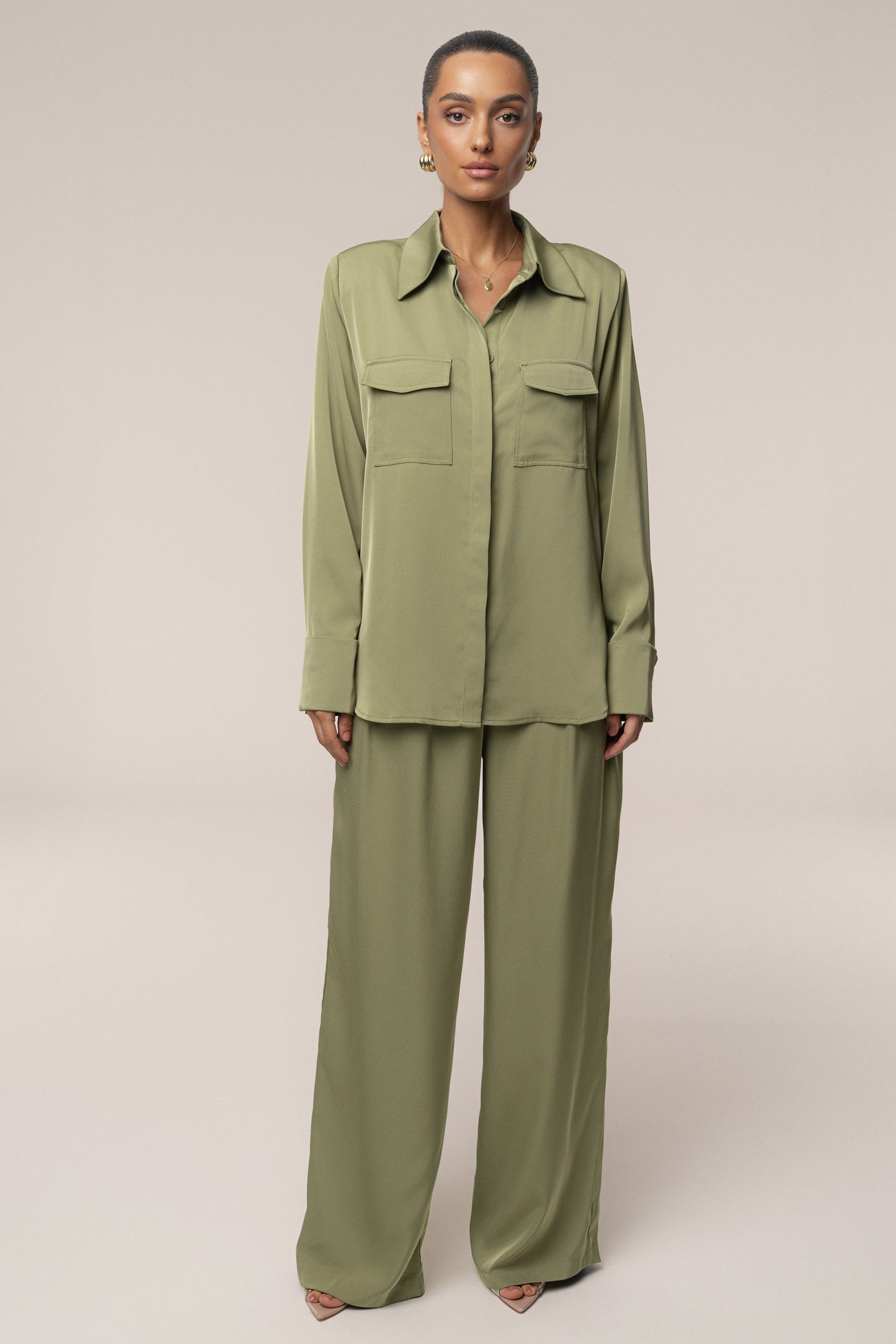 Olive Misty Button Up