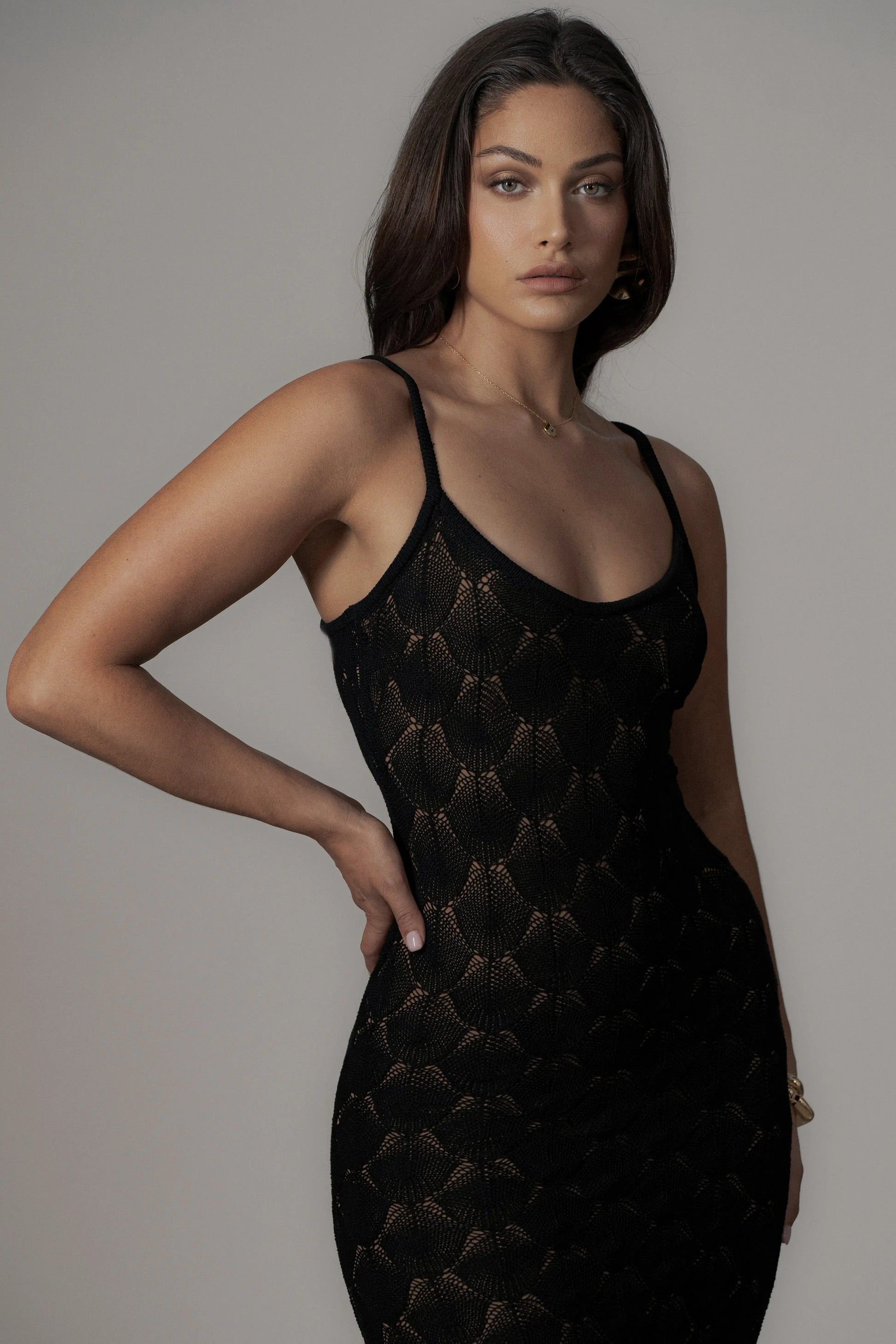 Black Gabriela Knit Maxi Dress JLUXLABEL