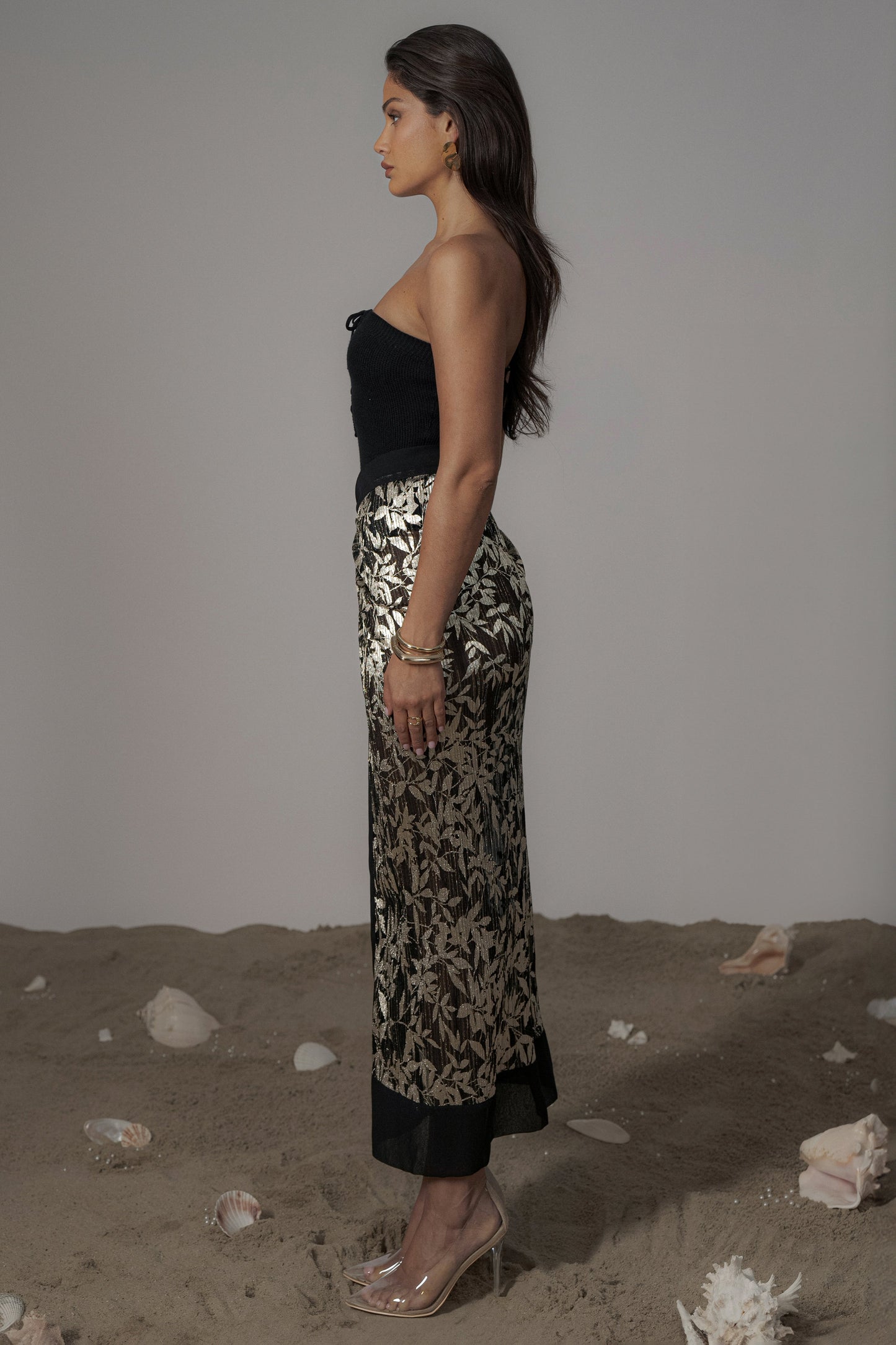 Black Positano Printed Sarong Skirt