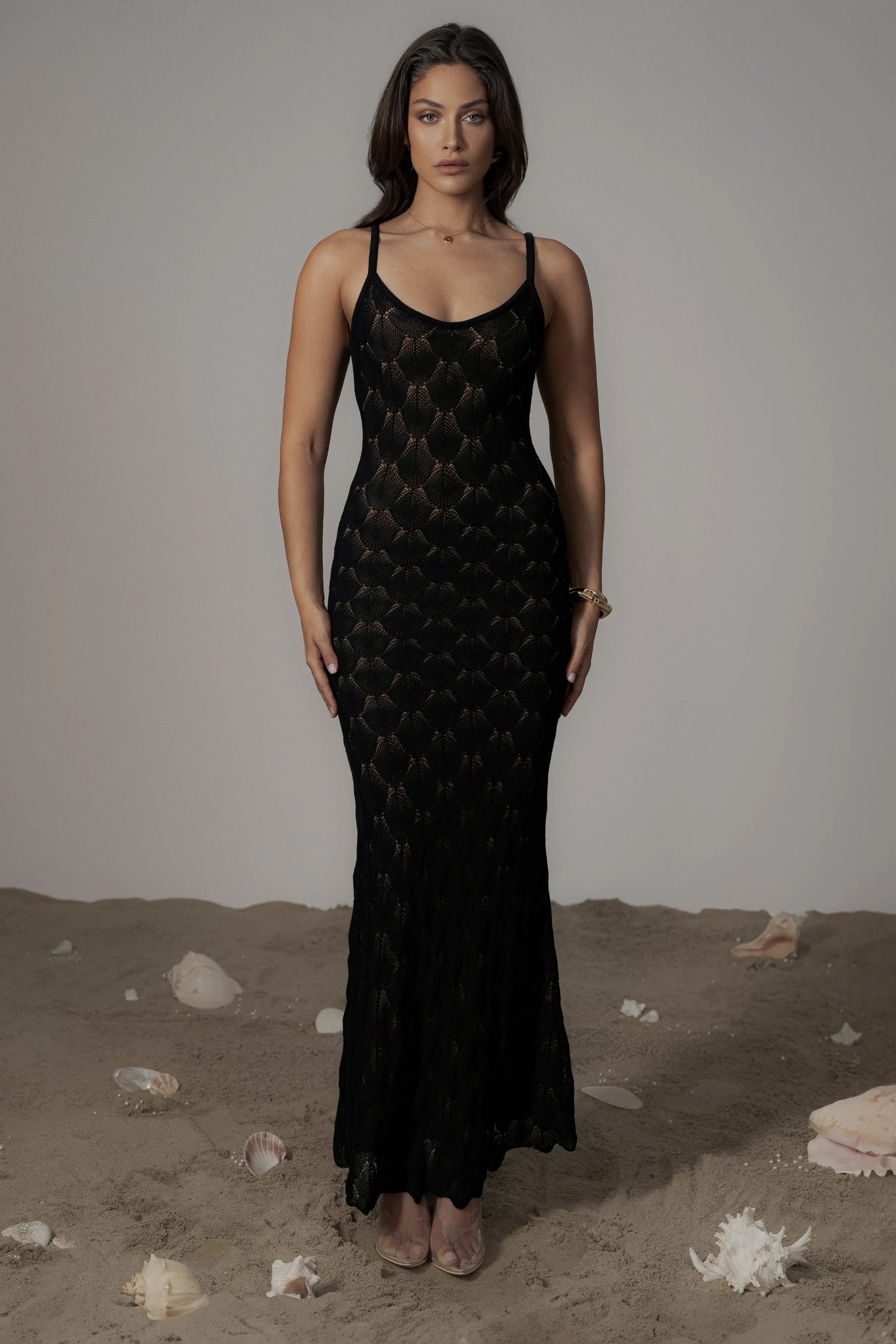 Black Gabriela Knit Maxi Dress JLUXLABEL