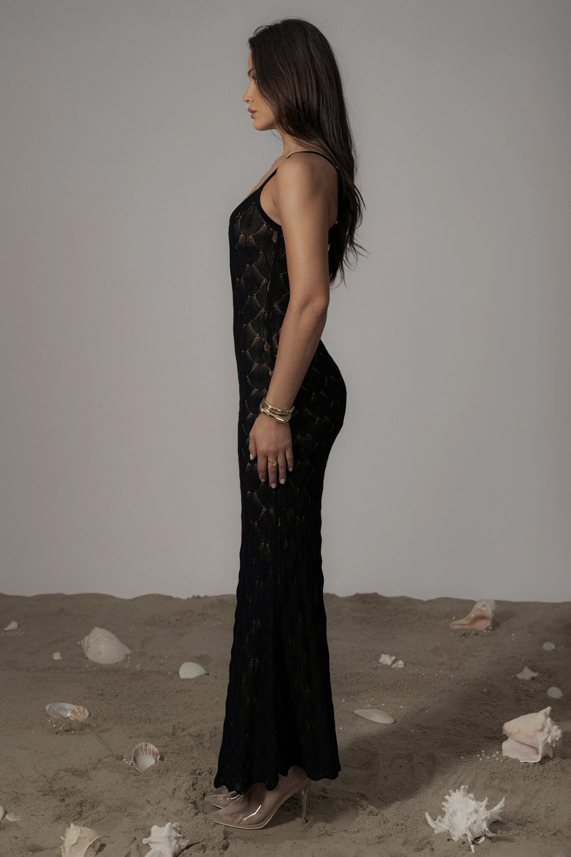 Black Gabriela Knit Maxi Dress JLUXLABEL