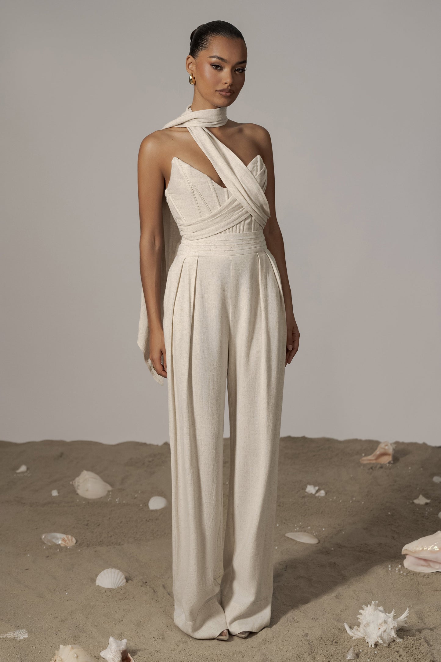 Natural Coastal Bliss Linen Bustier