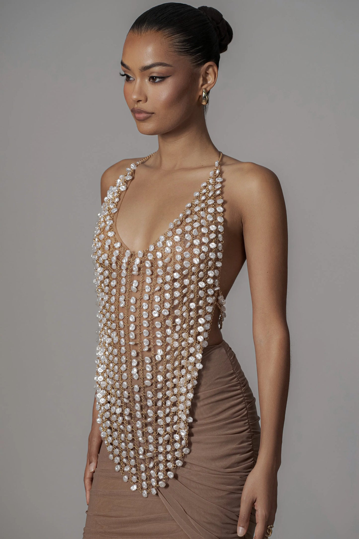 Gold Into The Sea Pearl Top JLUXLABEL