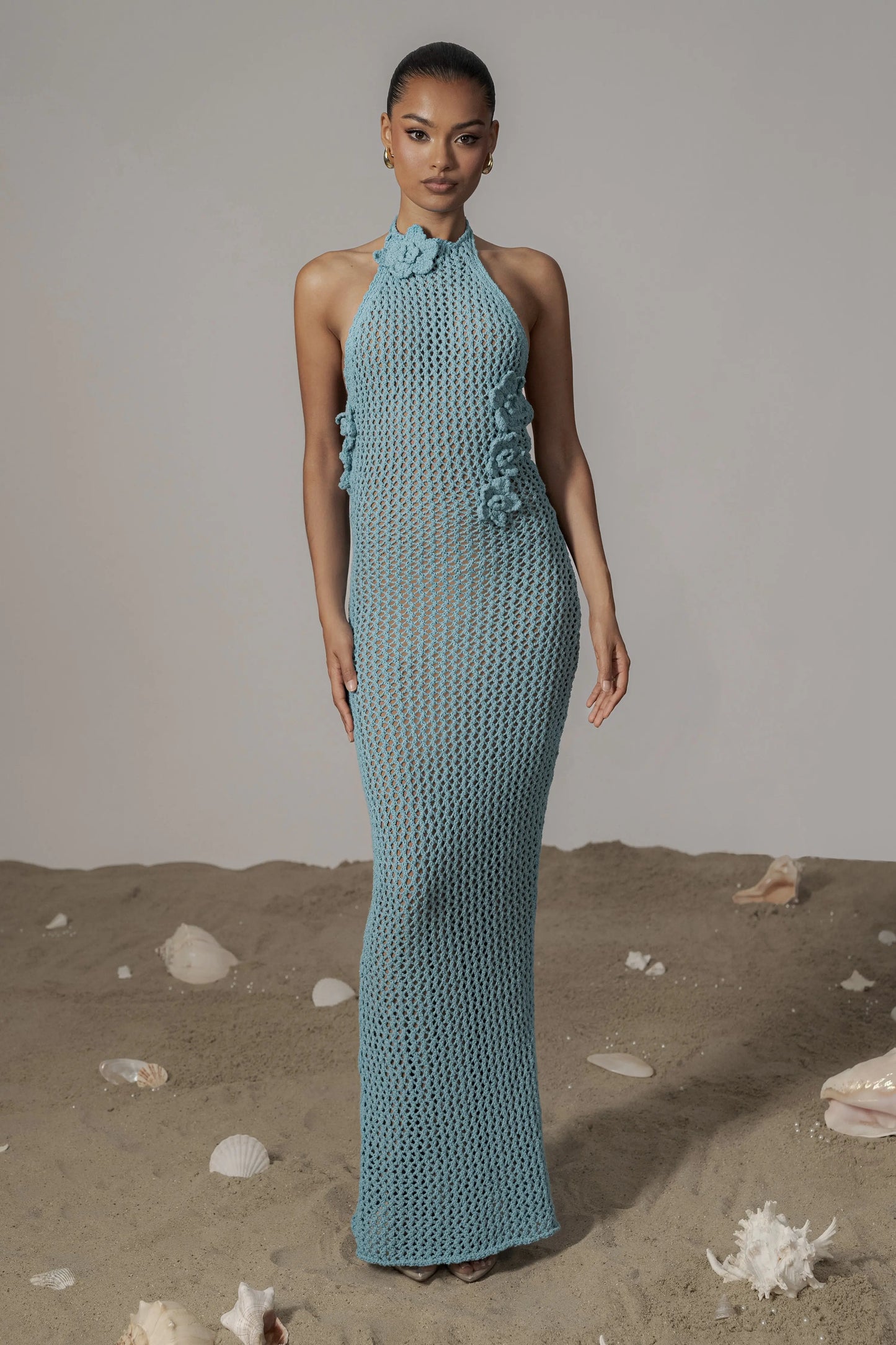 Aqua Paradise Crochet Maxi Dress JLUXLABEL