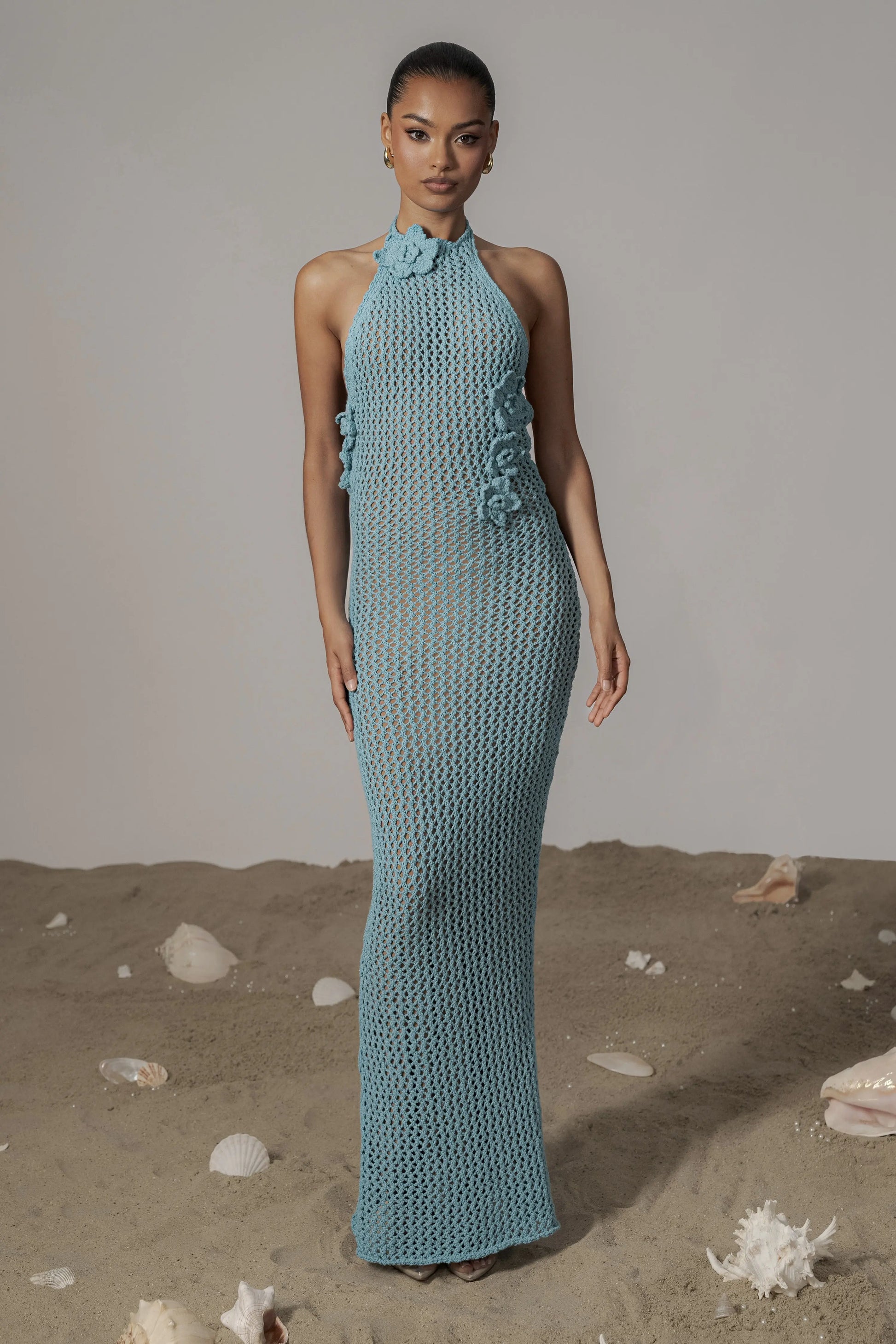 Aqua Paradise Crochet Maxi Dress JLUXLABEL