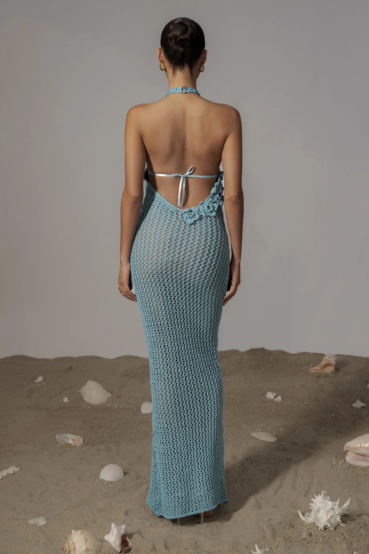 Aqua Paradise Crochet Maxi Dress JLUXLABEL