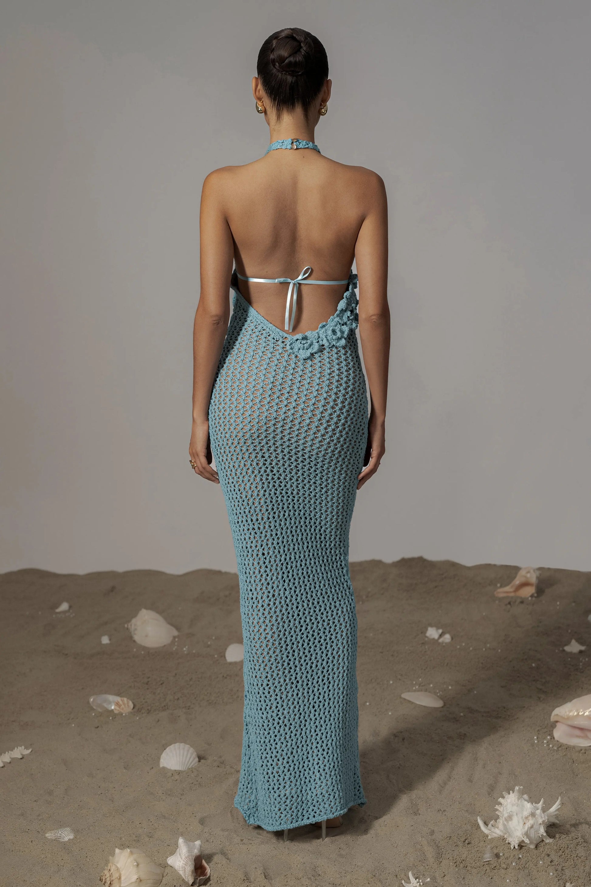 Aqua Paradise Crochet Maxi Dress JLUXLABEL