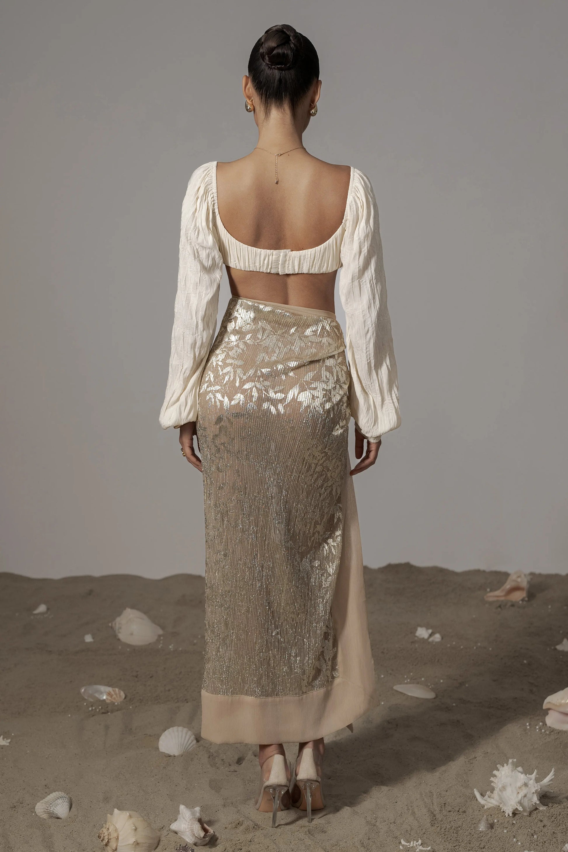 Gold Positano Printed Sarong Skirt JLUXLABEL