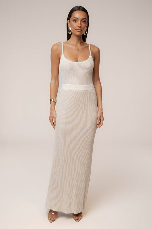 Champagne Serena Ribbed Skirt Set