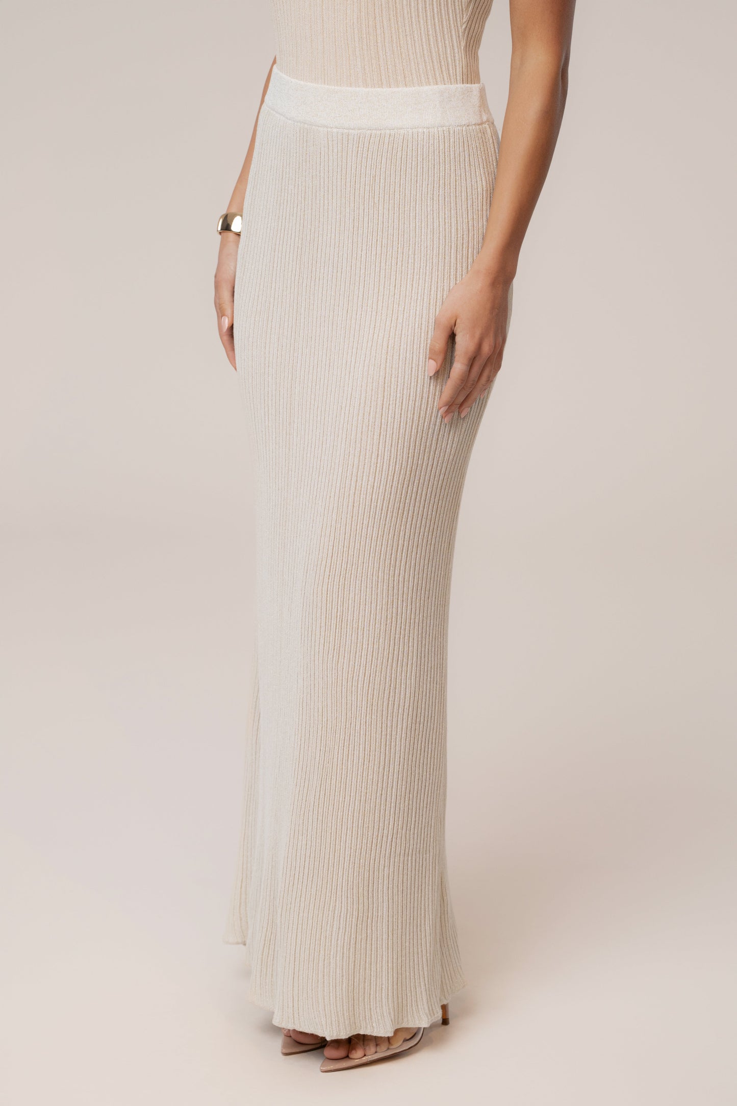 Champagne Serena Ribbed Skirt Set