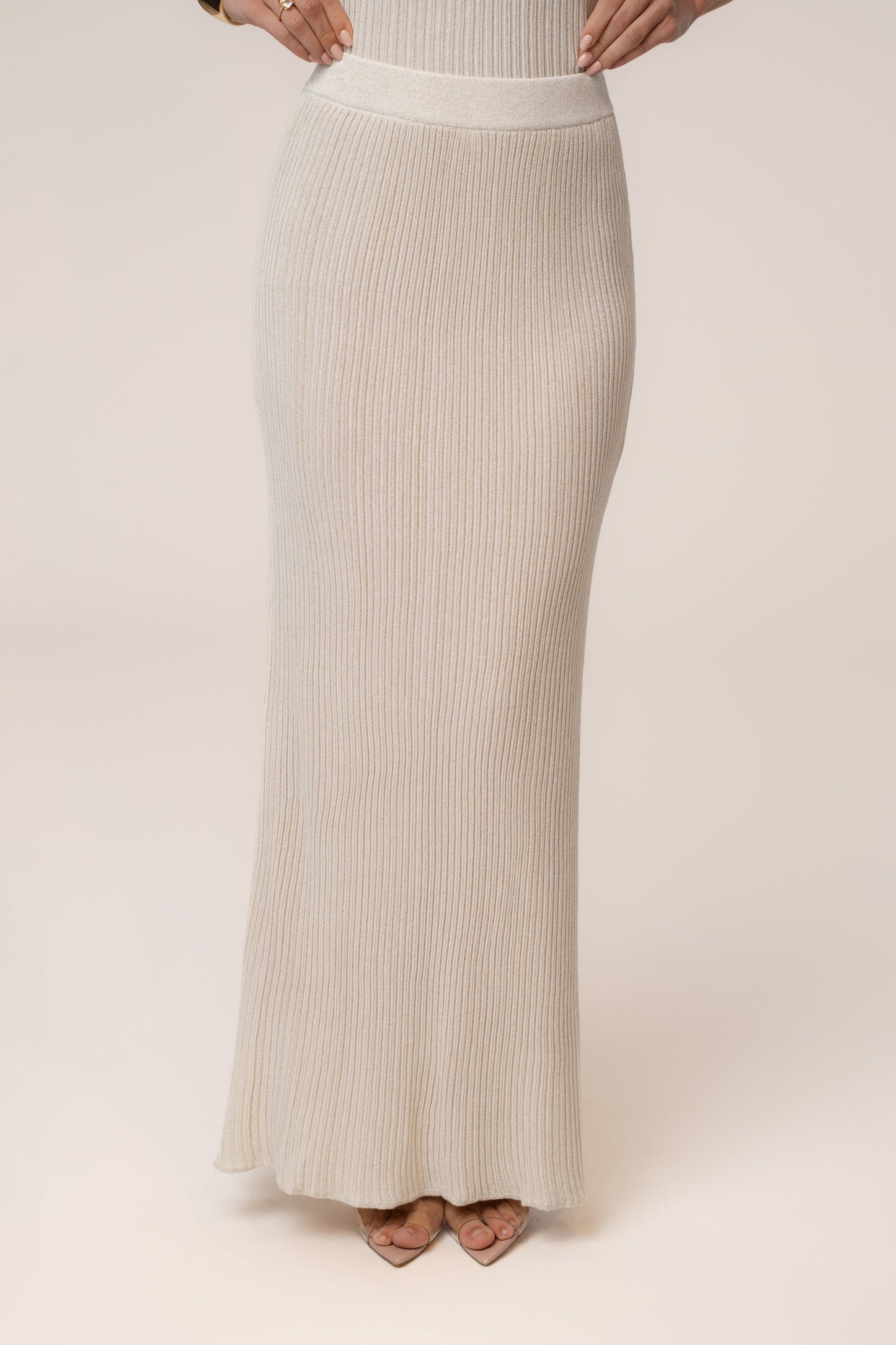 Champagne Serena Ribbed Skirt Set