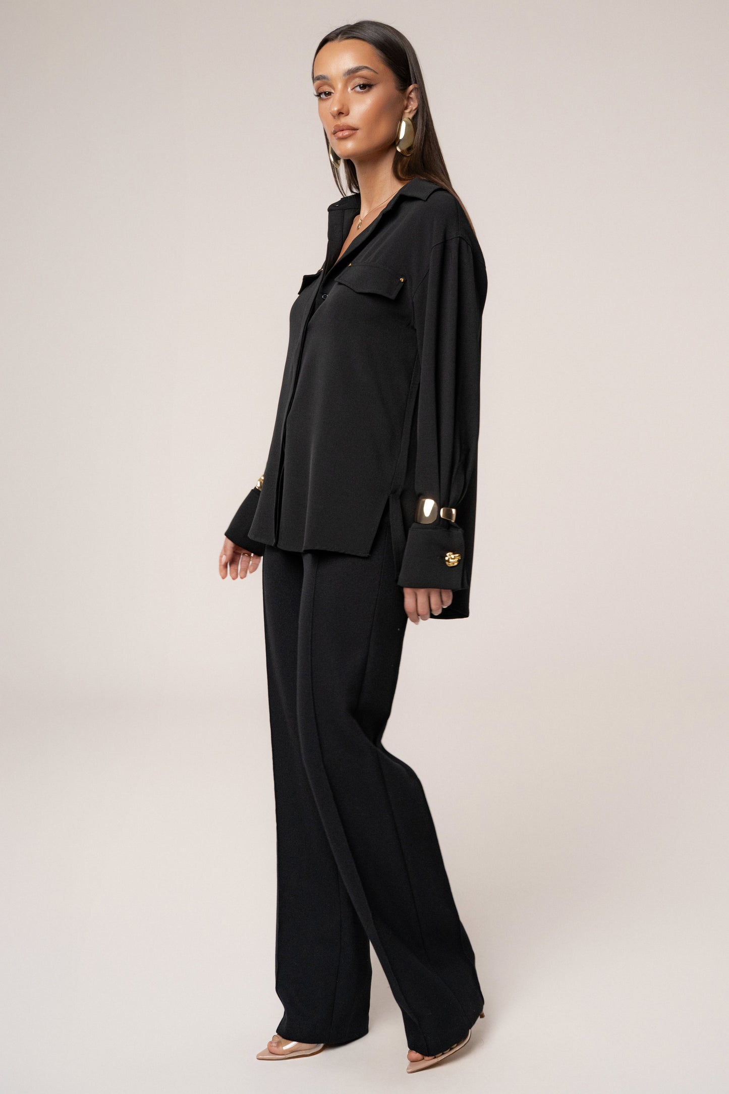 Black Stella Button Up Shirt
