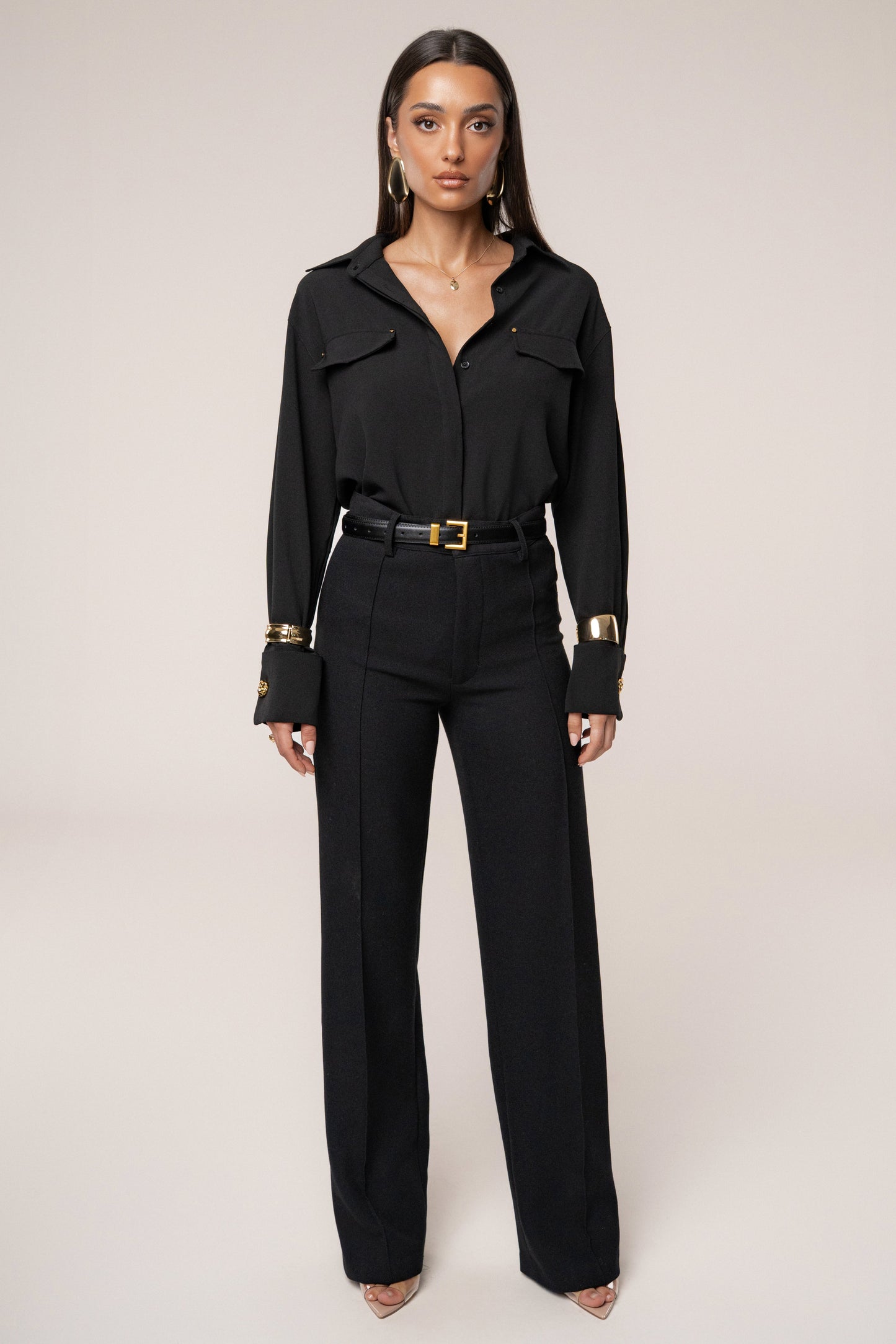 Black Stella Button Up Shirt