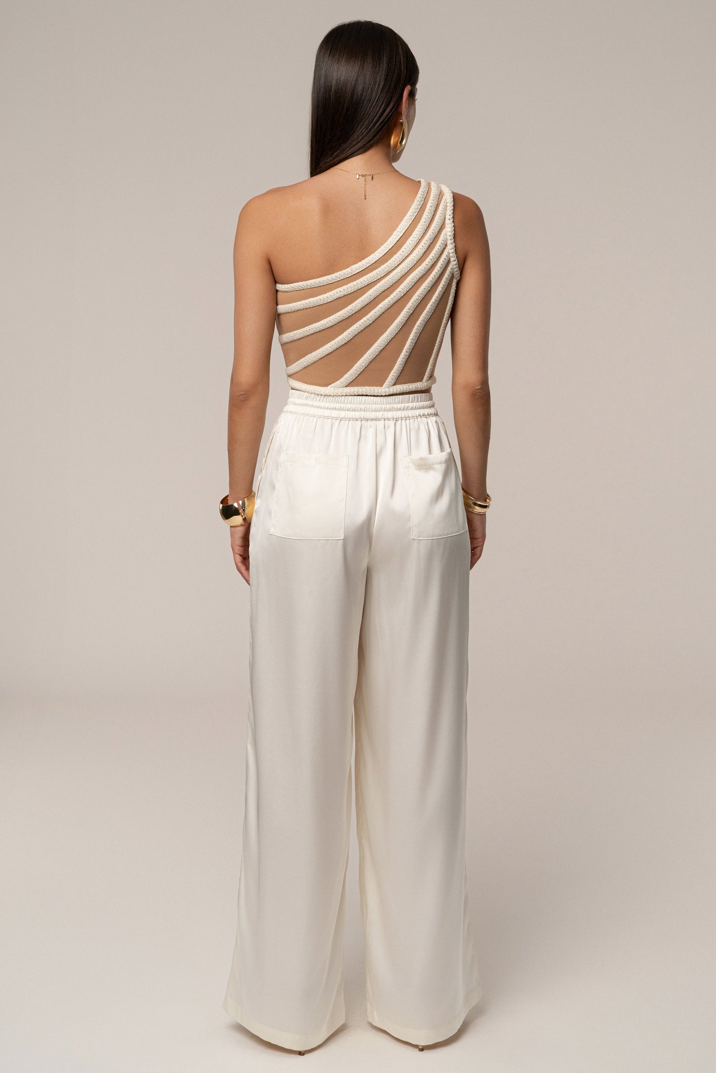 Ivory Braided One Shoulder Top
