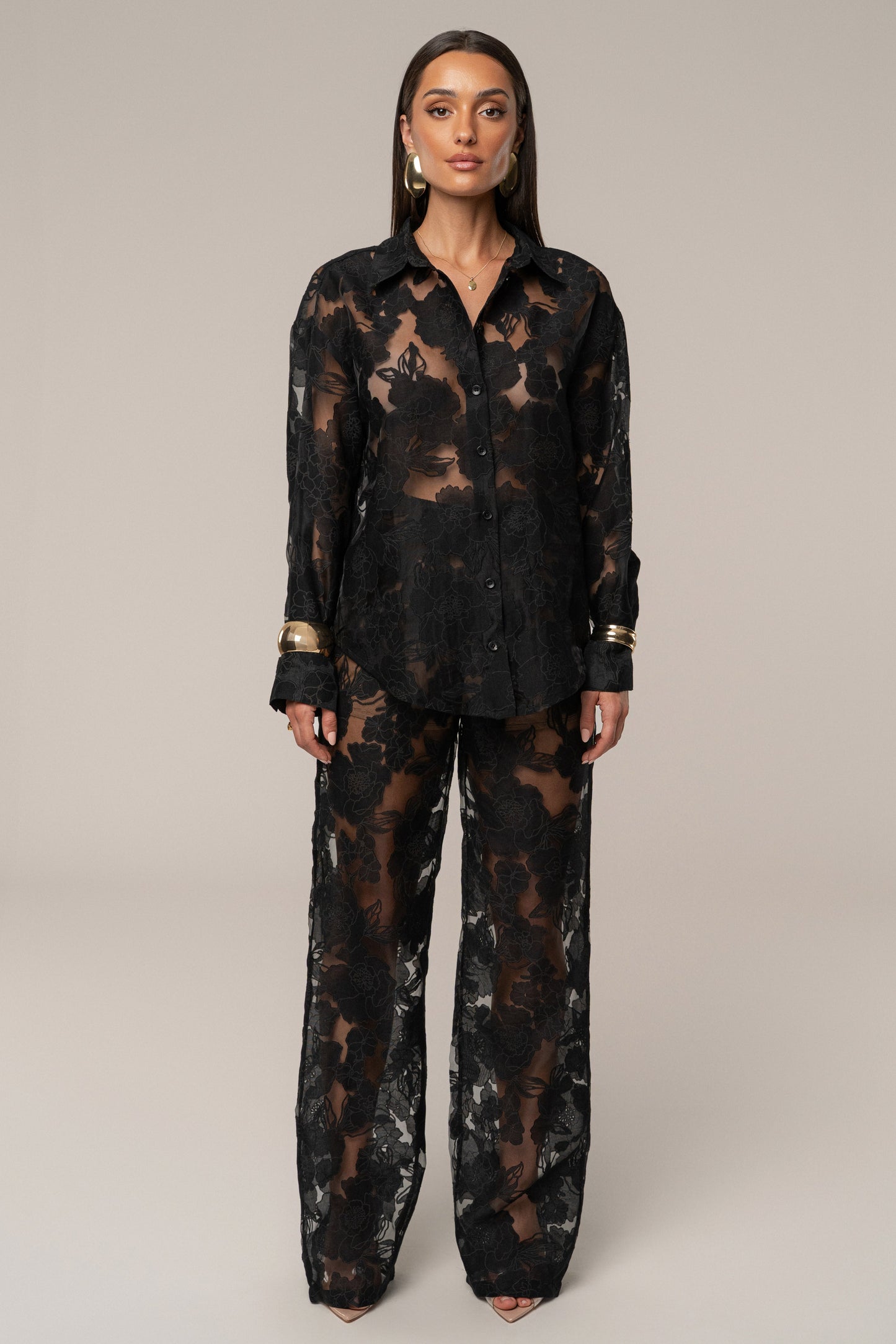 PRE-ORDER Black Organza Floral Pant JLUXLABEL