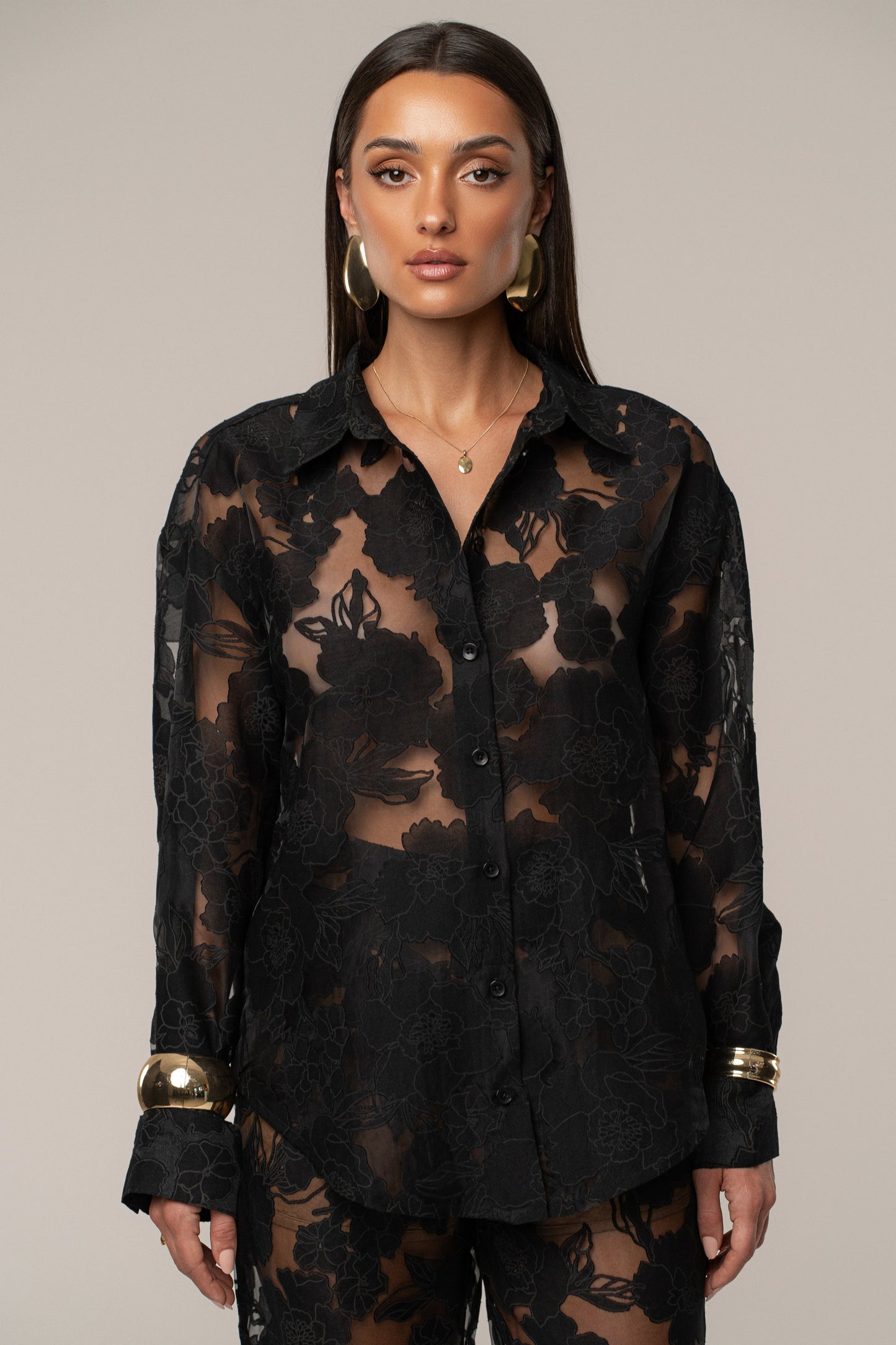 PRE-ORDER Black Organza Floral Blouse JLUXLABEL