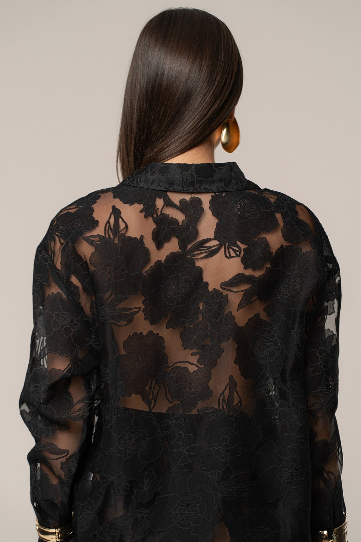 PRE-ORDER Black Organza Floral Blouse JLUXLABEL