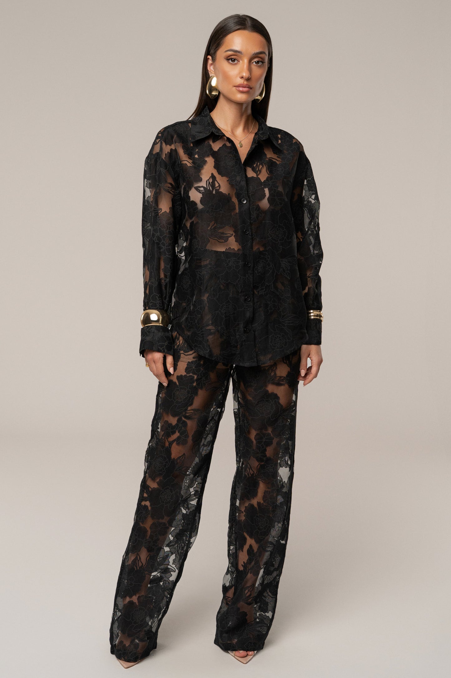 PRE-ORDER Black Organza Floral Pant JLUXLABEL