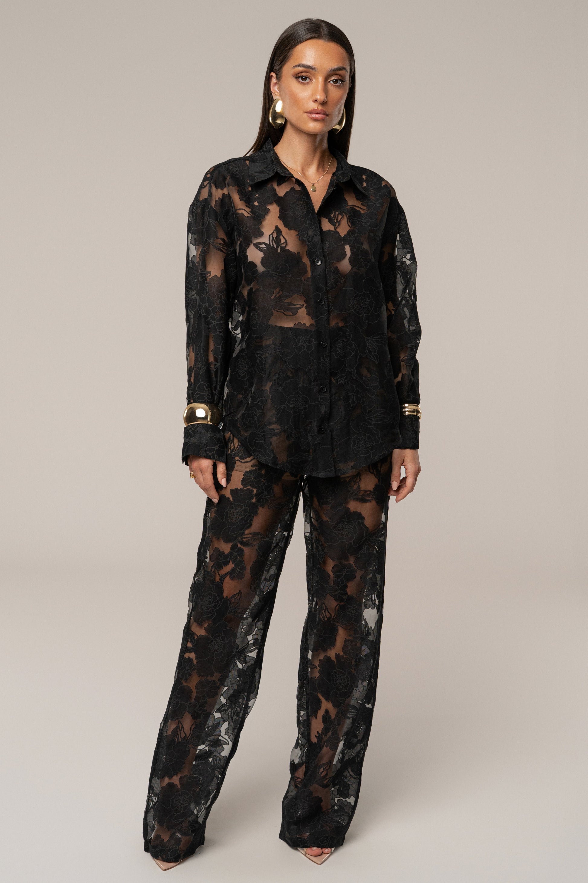 PRE-ORDER Black Organza Floral Blouse JLUXLABEL