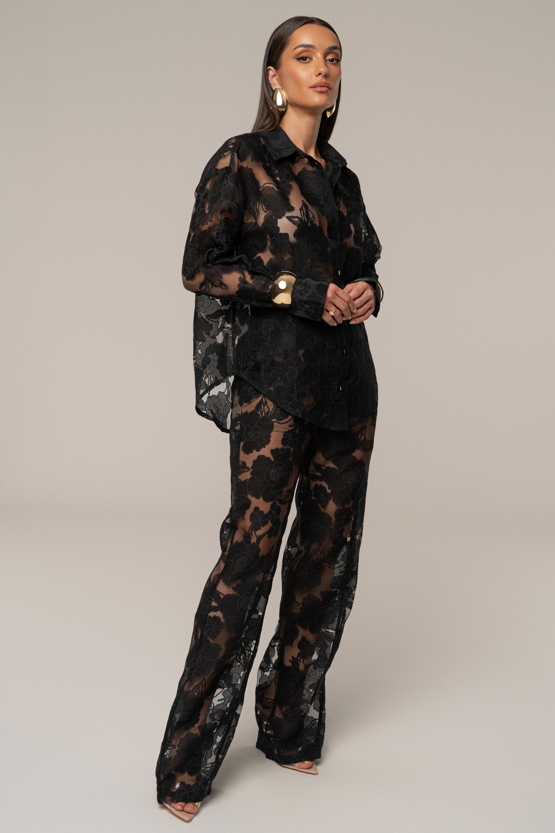 PRE-ORDER Black Organza Floral Pant JLUXLABEL