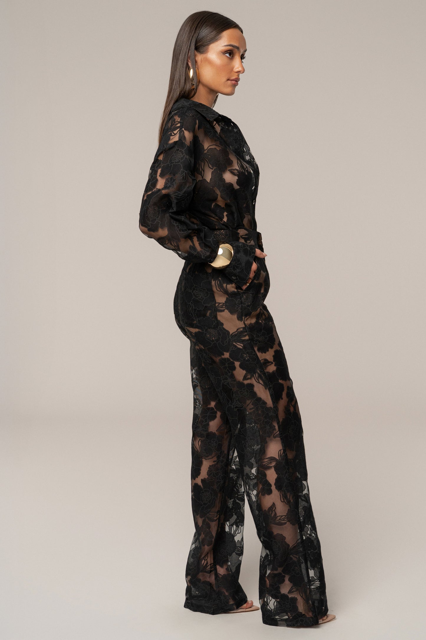 PRE-ORDER Black Organza Floral Pant JLUXLABEL