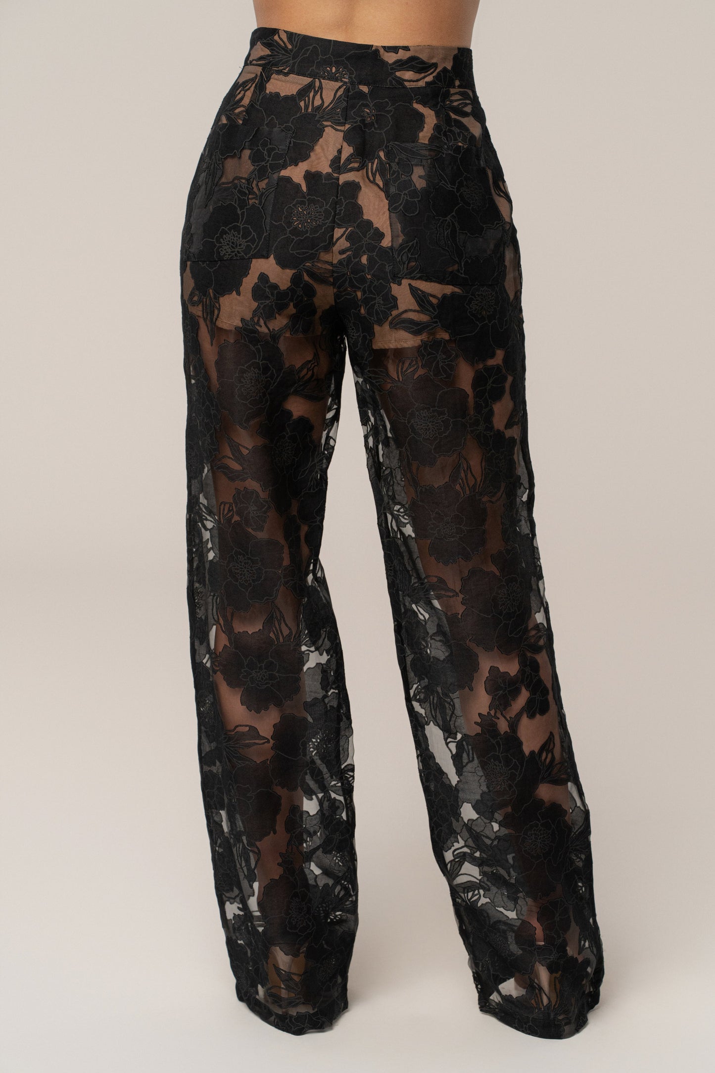 PRE-ORDER Black Organza Floral Pant JLUXLABEL